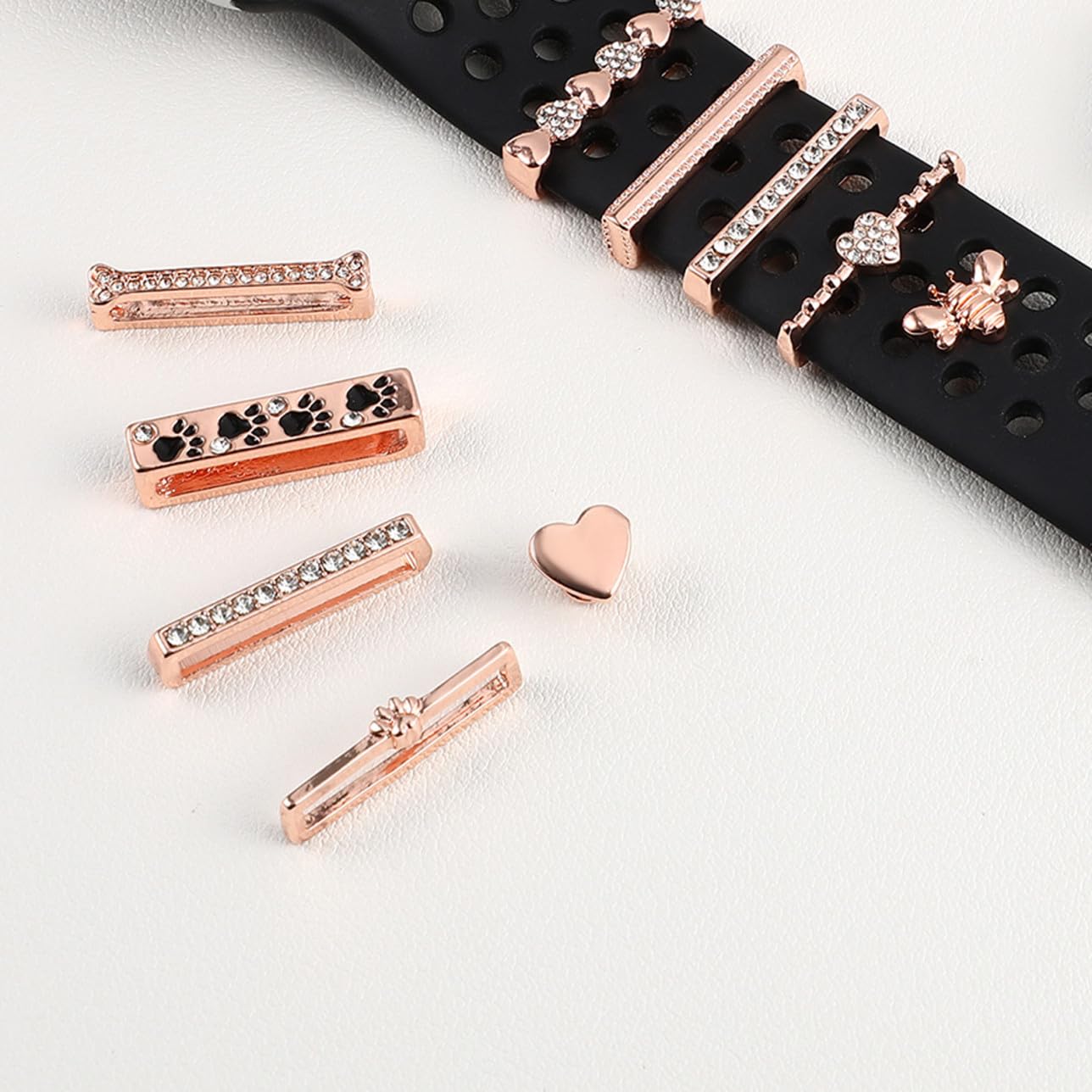 Mikinona Breloques Décoratives en Métal 10 Pièces Faciles à Poser et Retirer, Accessoires Uniques pour Bracelet de Montre Connectée