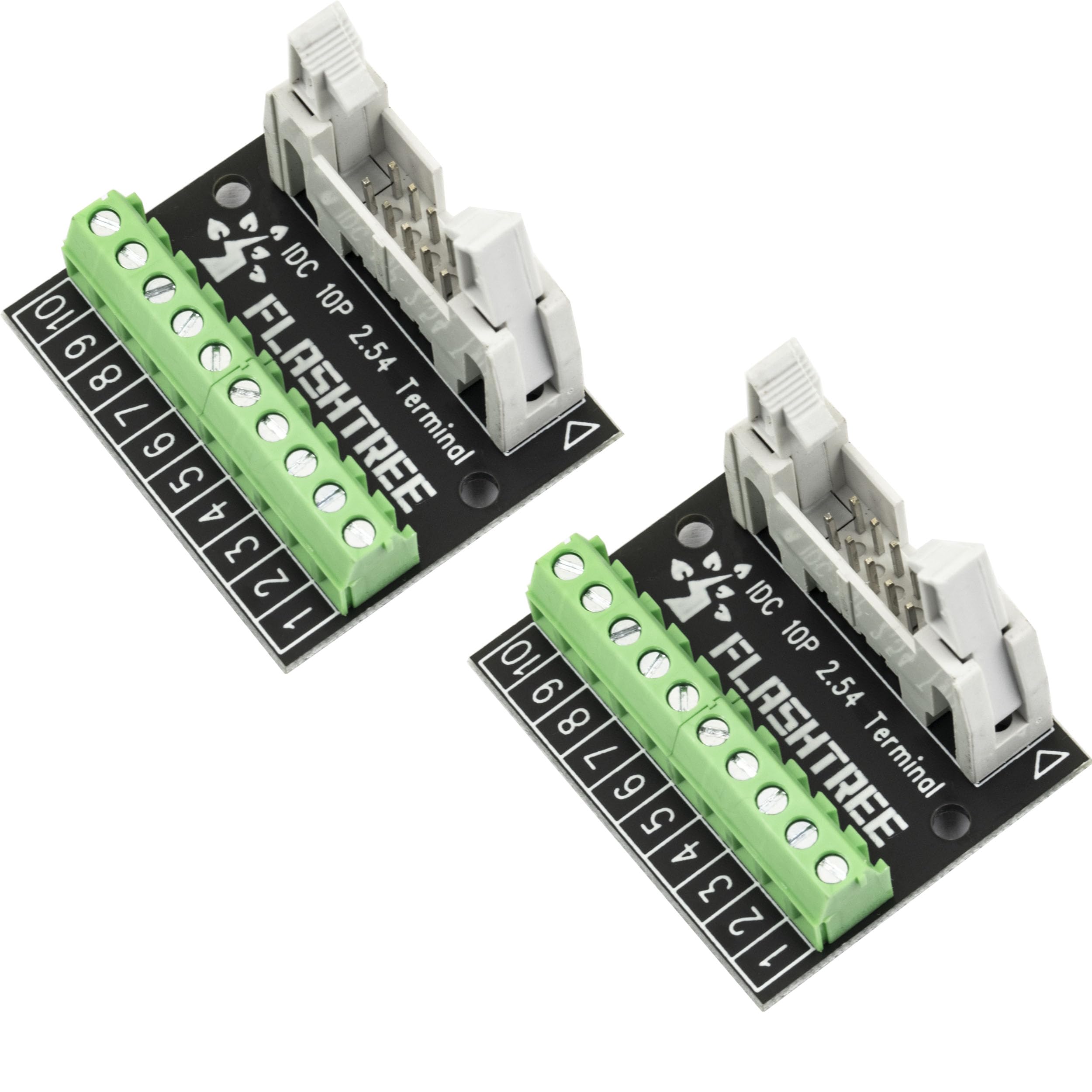 yddmyo 2pcs IDC Terminal Breakout Board 10 Pins 2.54mm IDC to Terminal 3.81mm Expansion Connector