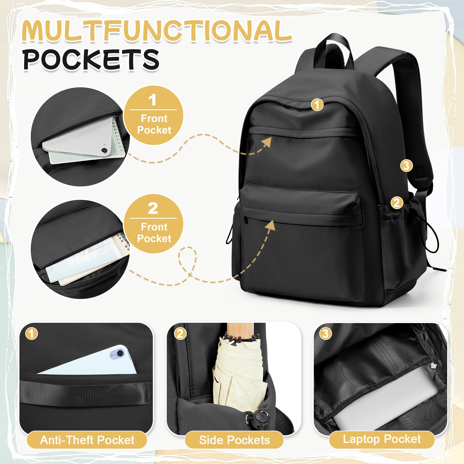 HYC00 Zaino Scuola Superiore Ragazza,Zaino da Scuola Media Ragazzo Zaino Università Leggero Resistente all'acqua College Casual Daypacks, Zaino PC 14 Pollici Zaini Scuola Cartella Adolescente