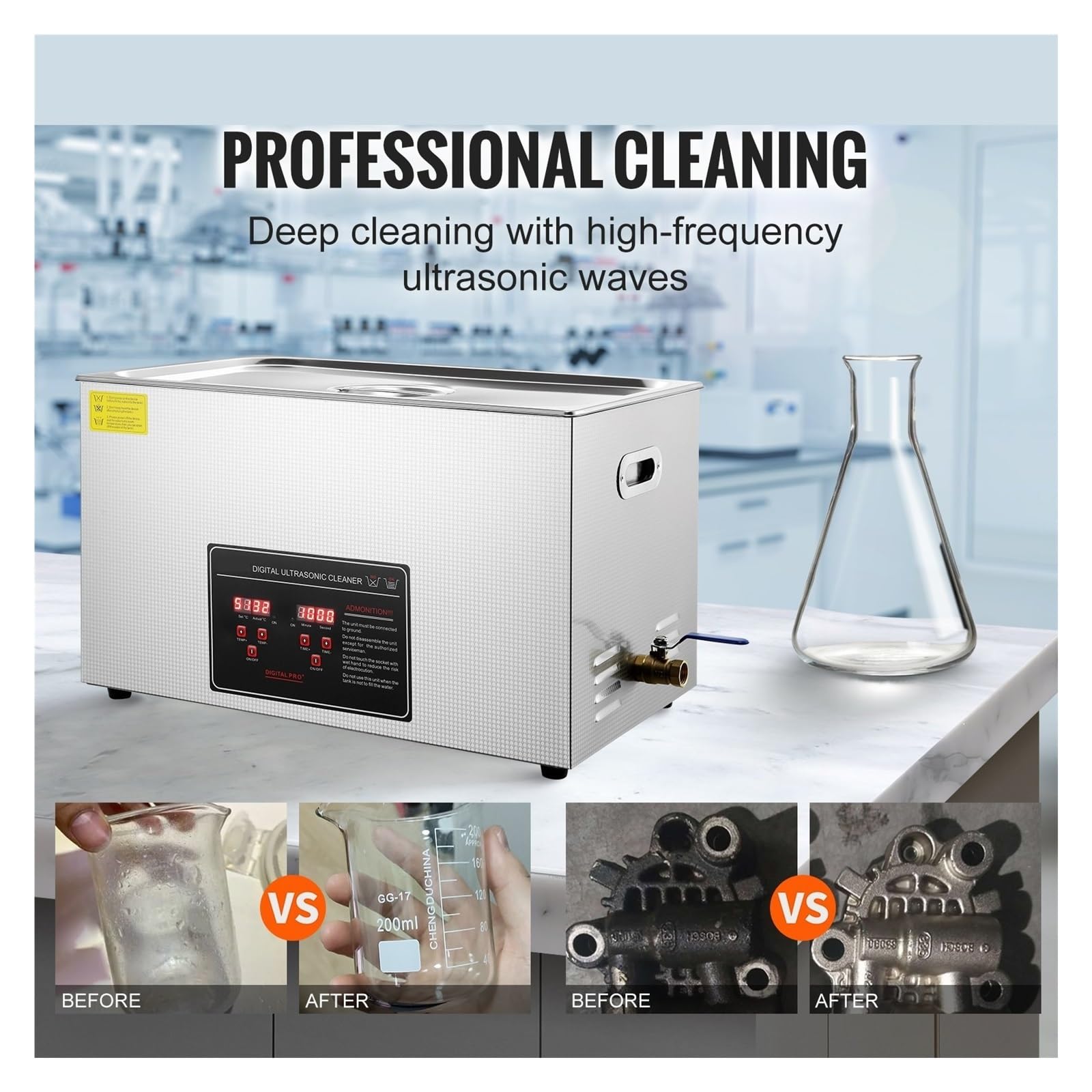 Limpiador Ultrasónico Con Temporizador Digital Y Calentador For Joyas Máquina De Limpieza Calefacción Acero Inoxidable Eficaz Limpieza Profesional(6L)