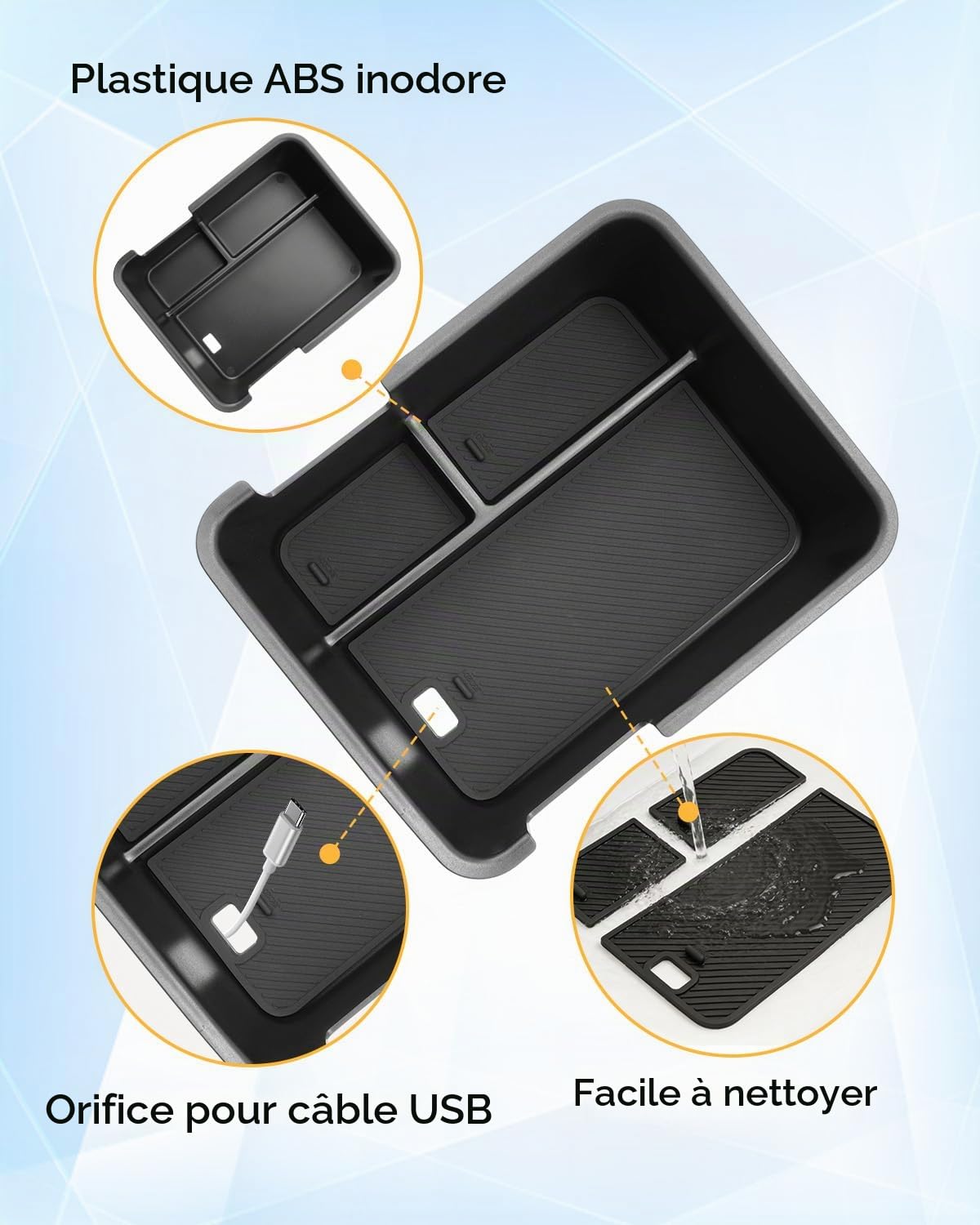 YEE PIN Compatible avec Leapmotor B10 EV SUV 2025 2026 2027 - Boîte de rangement pour console centrale - Accoudoir central - Boîte à gants - Plateau avec tapis antidérapant - Pour accessoires B10 EV