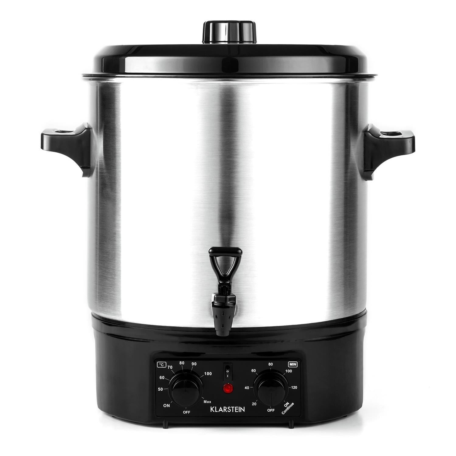 Klarstein Biggie - apparecchio infusore, pentola da sciroppo, pentola da conserva, apparecchio per il vin brulé, elettrico, Capacità: 27 l, 2 w, manici termicamente isolati, argento