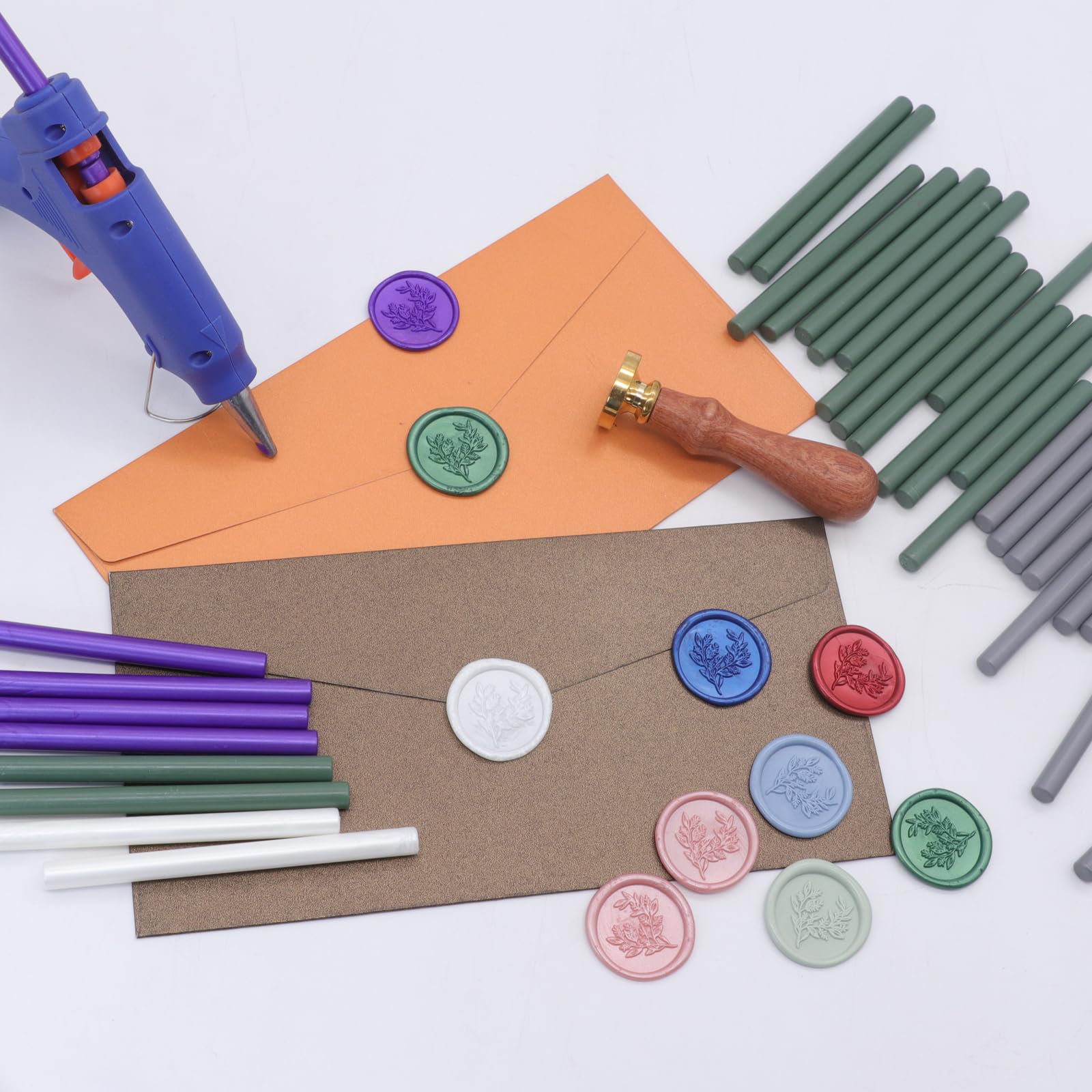 52 barras de cera de sellado verde pino, barras de sellado de cera para sello de cera, cera de sellado premium para sobre, sello de carta, adhesivo de boda, invación, manualidades, grandes