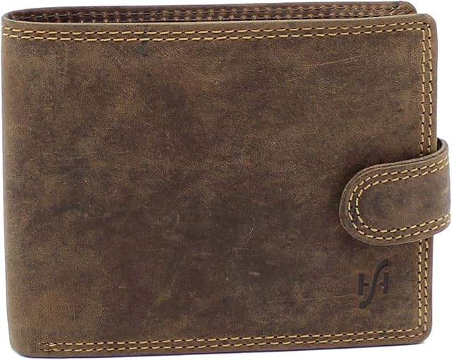 STARHIDE Handmade Wallets for Men UK | Genuine Distressed Hunter Leather | RFID Blocking Notecase Wallet | Coins and Id Card Holder | 710 Brown