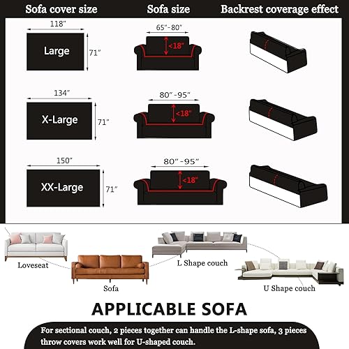 Miniatura 7 de DREAMINGO Funda floral para sofá de 3 cojines, funda gruesa de felpa para muebles de 71 x 134 pulgadas, funda de sofá jacquard vintage con borlas