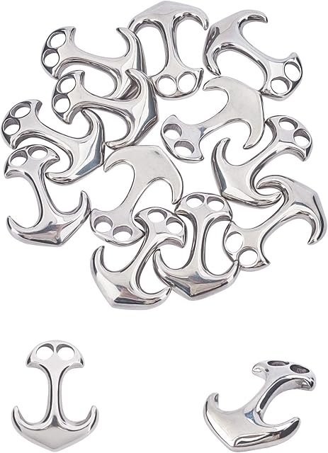 UNICRAFTALE 12pcs 31mm 304 Stainless Steel Anchor Hook Clasps Cord End Connector Clasp Metal Hook Clasp for DIY Leather Cord Bracelets Jewelry Making, Stainless Steel Color, Hole 5x5mm