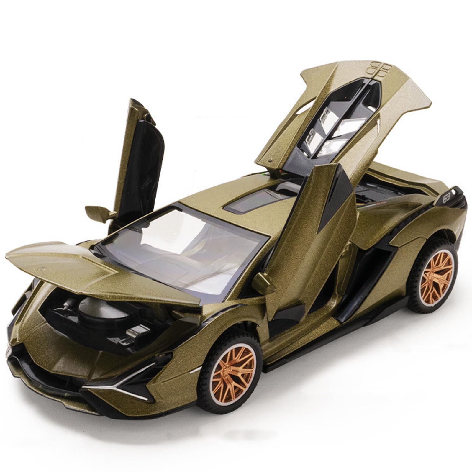 Lambo Toy Car Sian FKP3 Die-Cast Car Model with Lights and Sound Pull Back Toy Car for Boys Age 3 4 5 6 + Year Old (Green)