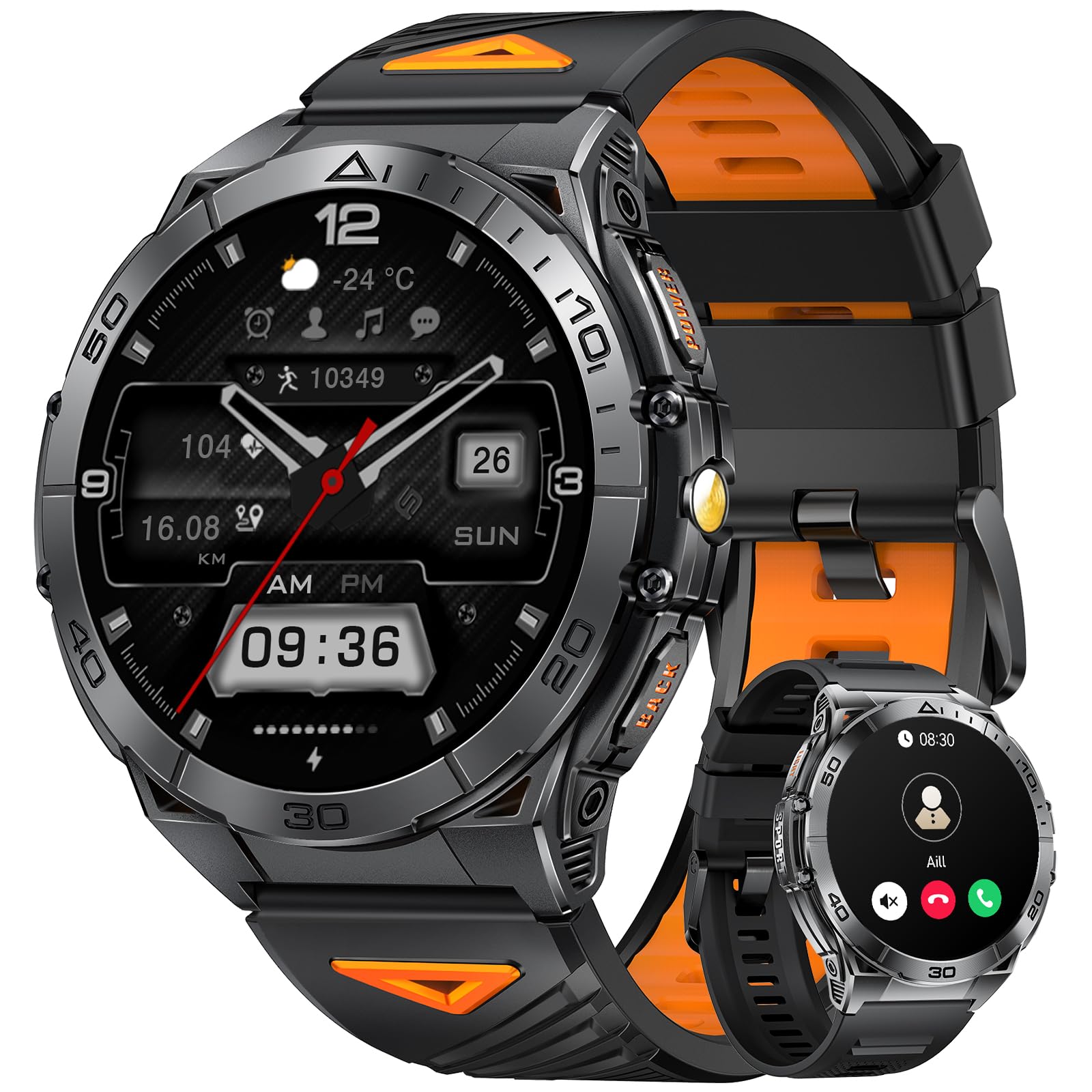 LIGE Smart Watches for Men with Flashlight 1 6 AMOLED Always on Display Outdoor Sports Smartwatch with 111