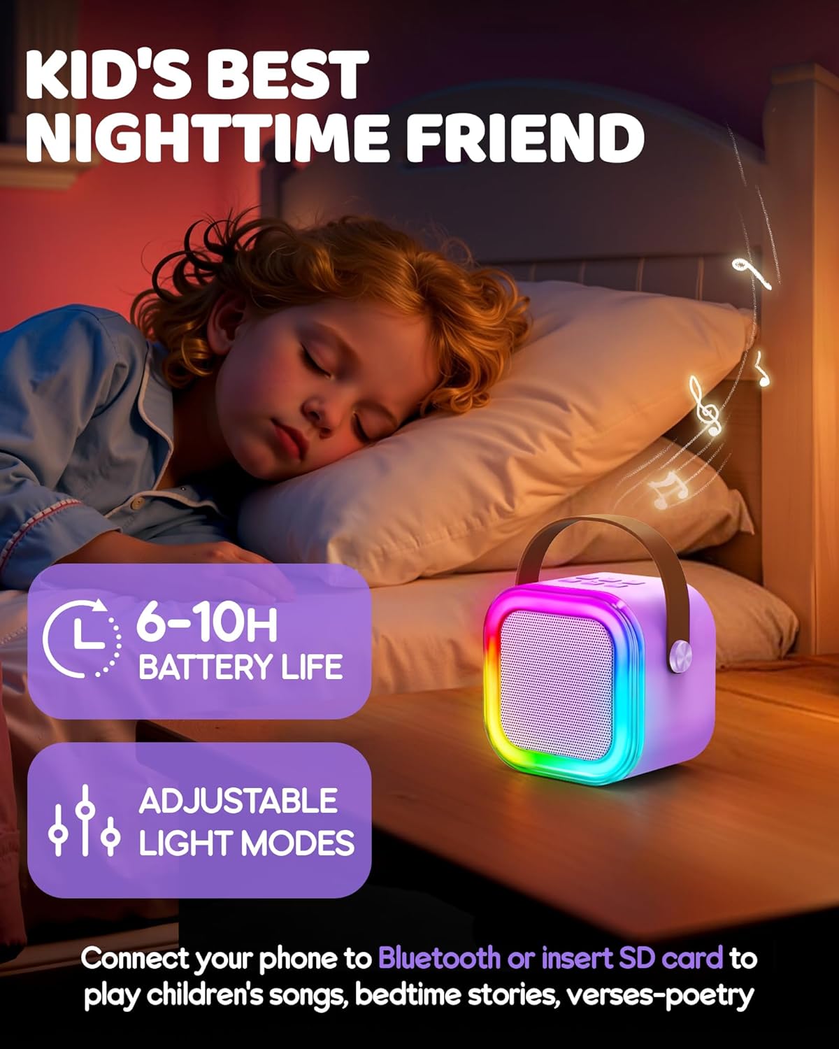 Mini Karaoke Machine for Kids, 2026 TOP Toys Birthday Gifts Ideas for Girls Ages 4, 5, 6, 7, 8, 9, 10, 12+ Years Old, Portable MP3 Player with 4 Wireless Mics for Family Home Party - Image 9