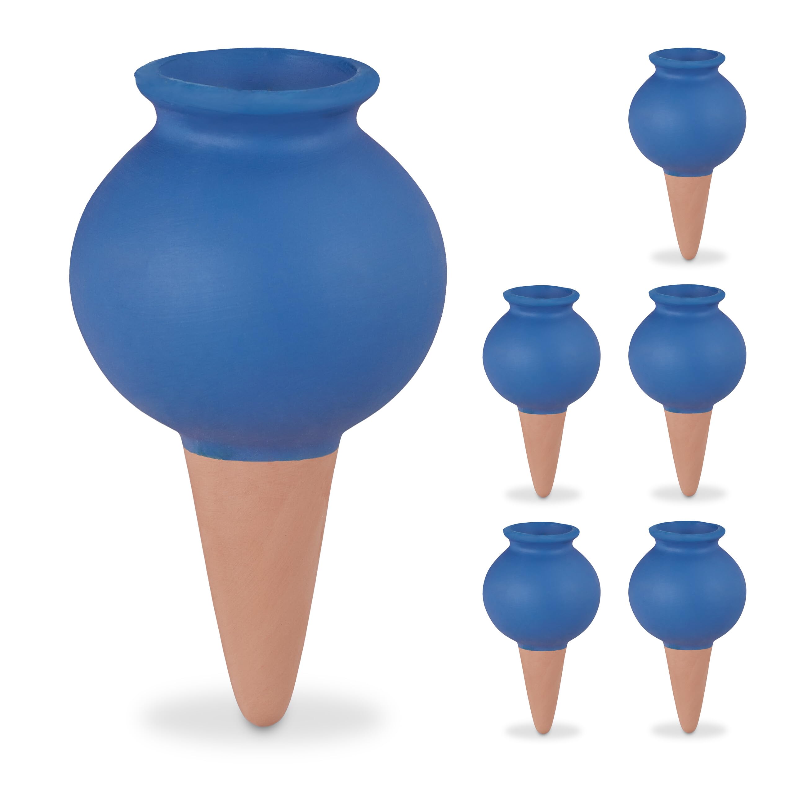 Relaxdays Waterdruppelaar 6 Stuks Druppelsysteem Pet Flessen Keramiek Terracotta 595069454