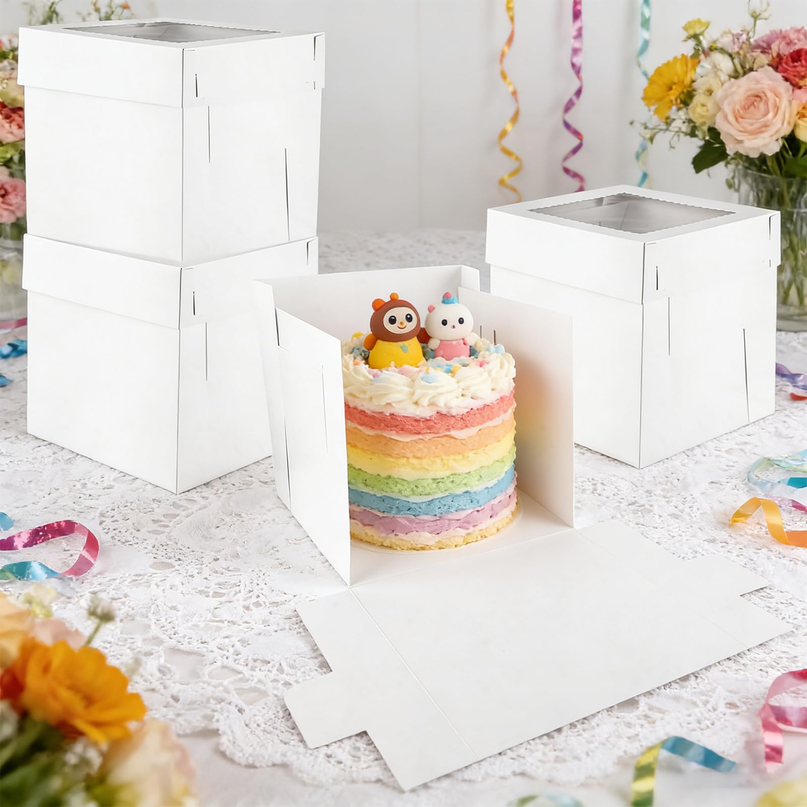10 cajas de cartón para tartas, color blanco, 30 x 30 x 30 cm, caja para tartas, caja de transporte para tartas, caja de transporte, para tartas, cajas de cartón para tartas, pasteles