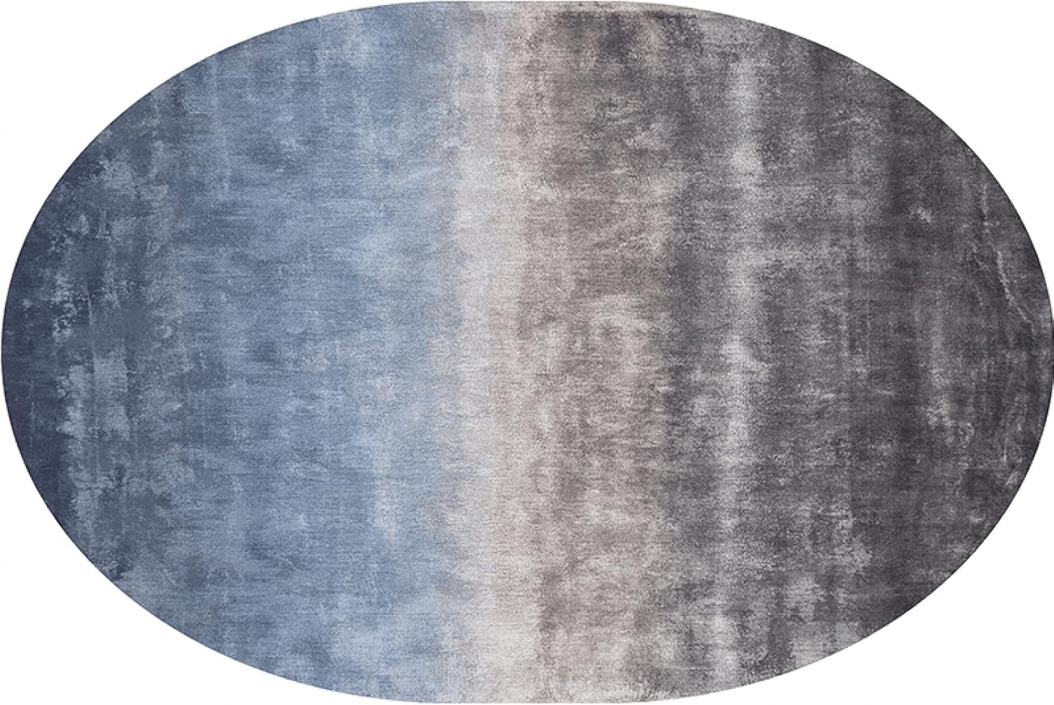 Alfombra degradado azul oval 80x140cm para decoración acogedora del comedor