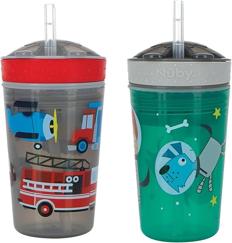 Nuby Snack N' Sip 2 en 1 - Taza para aperitivos y bebidas (rojogris)