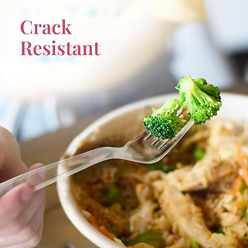 Vista 13 de Prestee - Juego de cubiertos desechables de plástico, 300 unidades, 100 tenedores / cucharas / cuchillos, desechables, color plateado