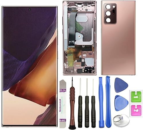 R RONPHONE - Pantalla LCD de repuesto para Samsung Galaxy Note20 Ultra 5G SM-N986 N986B N986U de 6.9 pulgadas con marco + herramientas (dorado)