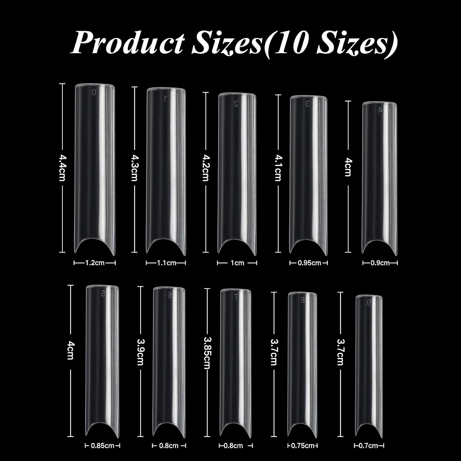 Extra Long C Curve Half Cover Nail Tips Vcedas 100PCS Deep C/U Curved Square Shape French False Nail Tips with Box(Clear)