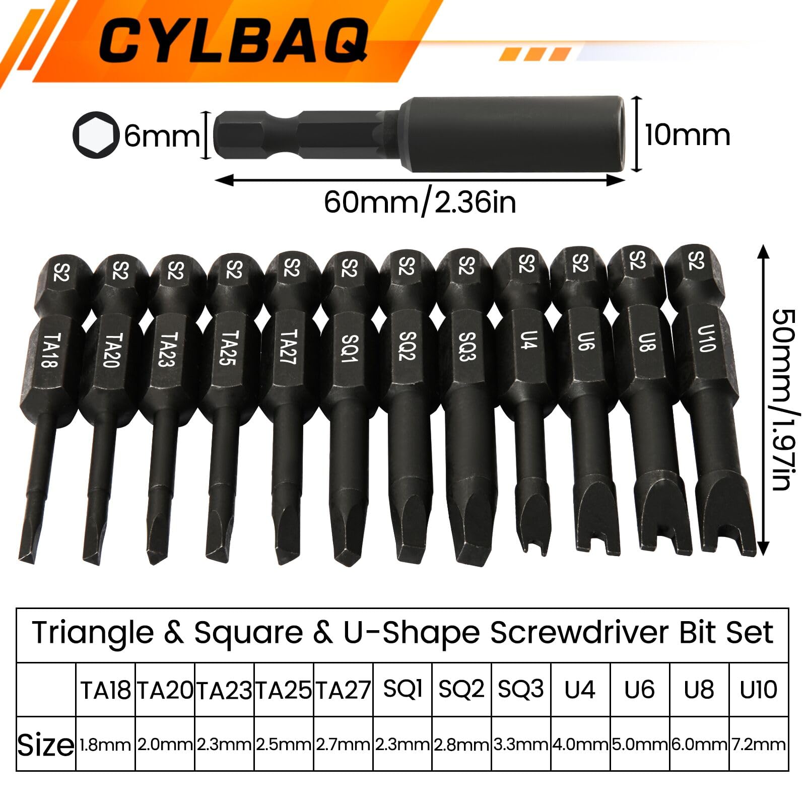 CYLBAQ Square Screwdriver Bits, Triangle U-Shaped Screwdriver Bit Set - Image 3