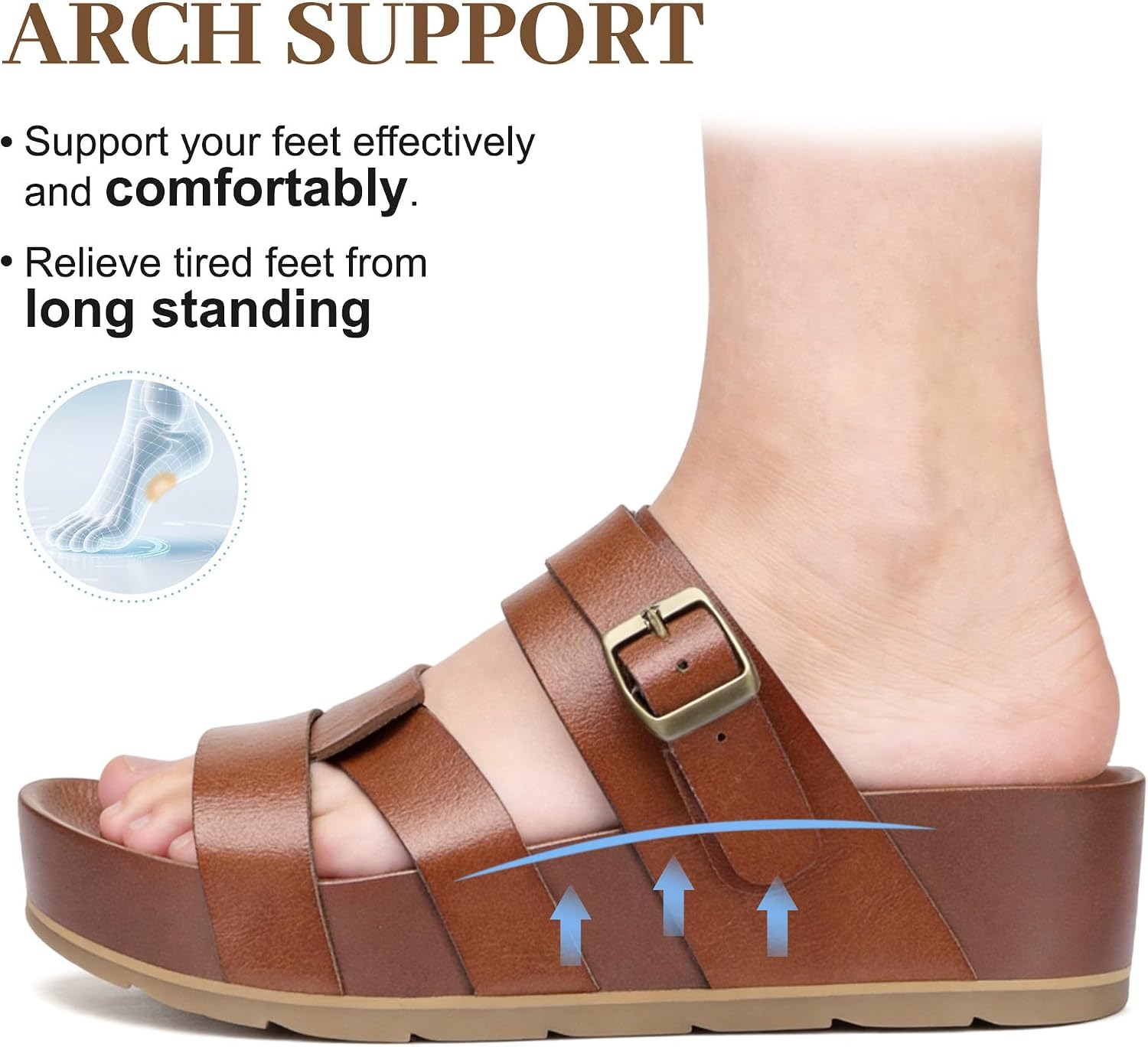 Platform Sandals Women Strappy Wedges Comfortable Lightweight Non Slip Walking Sandals Dressy Summer Wedges for Vacation Office Casual Wear