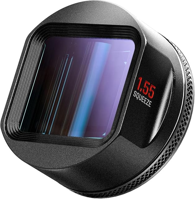 SMALLRIG Cellphone Camera Lens 1.55XT Anamorphic Lens Filmmaking Lens for iPhone 14 13 12 11 and Android, 2.76:1 Widescreen Ratio Imaging and Blue Flares Lens - 3578