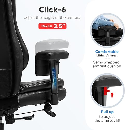 Miniatura 5 de YAMASORO Sillas de oficina ergonómicas cómodas silla de escritorio ejecutiva con reposabrazos ajustables, asiento, inclinación y soporte lumbar 3D,