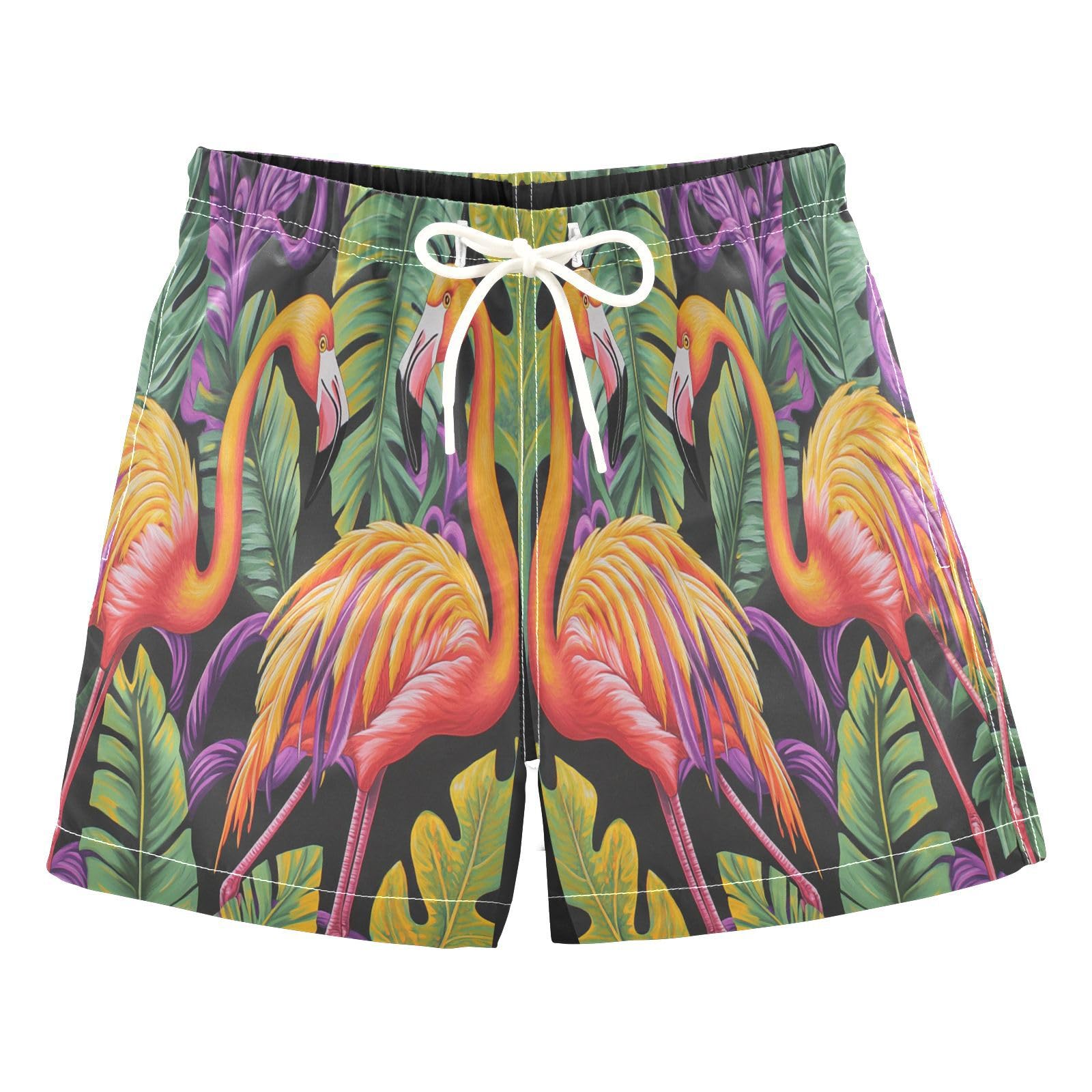 Jucciaco Boys Beach Board Shorts Flamingo Animal Cool Red Quick Dry Swim Trunk Swimwear for Kids