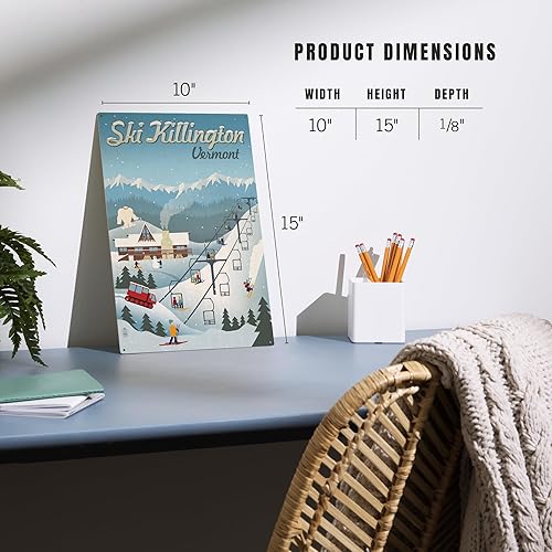 Miniatura 6 de Lantern Press Letrero de madera de 10 x 15 pulgadas, listo para colgar, decoración de pared, Killington, Vermont, estación de esquí retro