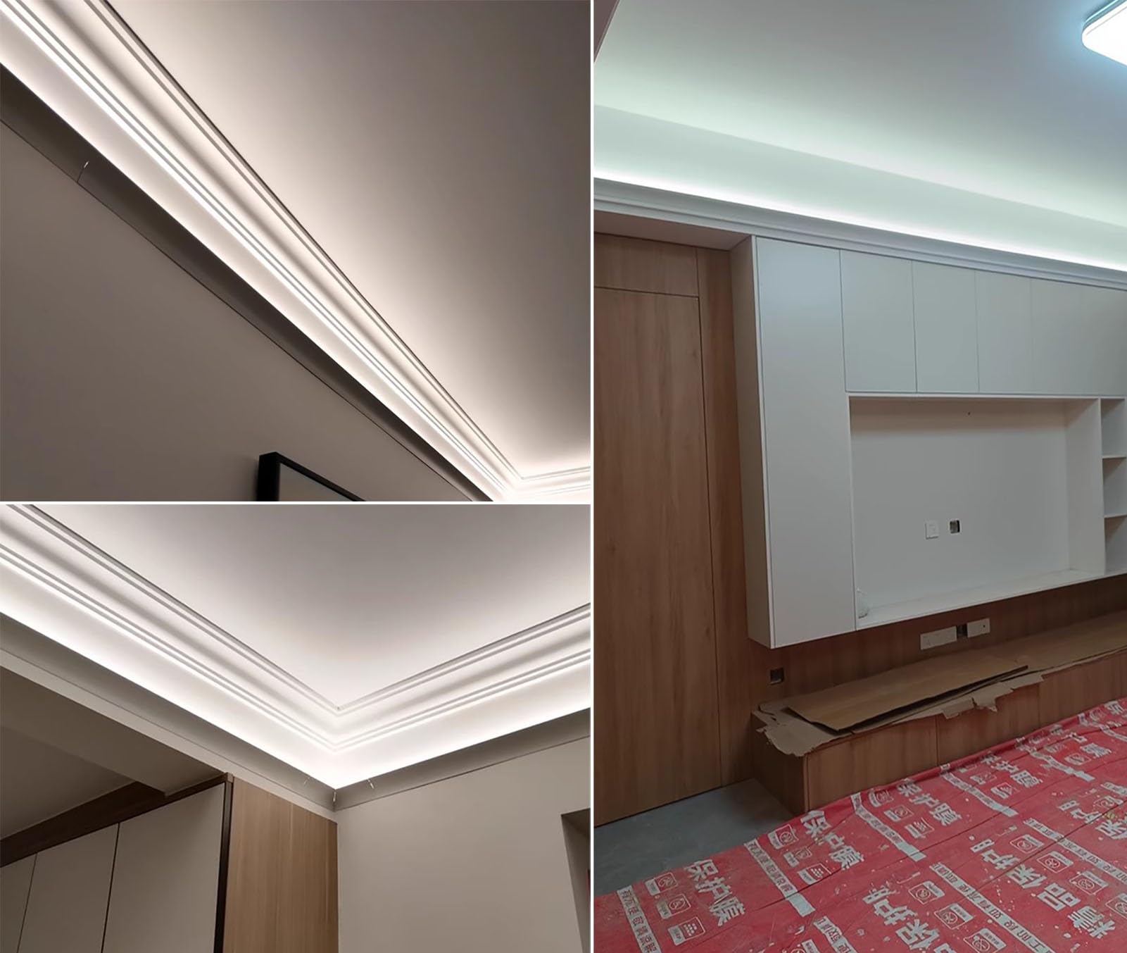 Oracra Crown Moulding Black Crown Molding Lighting Skirting, Aluminum Channel Diffuser for Led Strip Lights, 3.3ft 4ft 6ft 8ft 10ft Led Baseboard Trim for Theater/Kitchen(2.6m(8.5ft))