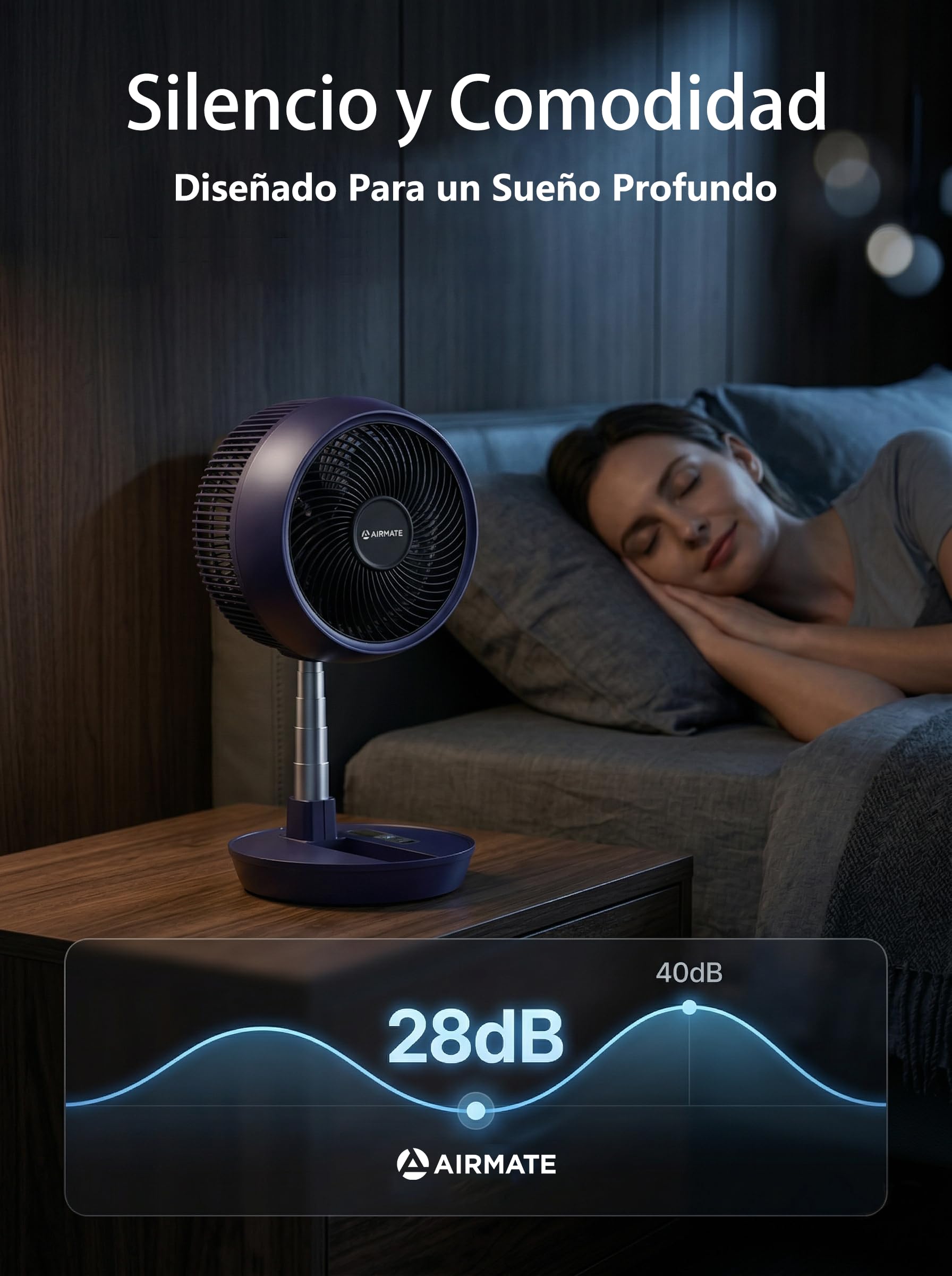 AIRMATE 63cm Ventilador de Pie Silencioso, Ventilador Potente con Ajustable y DiseñO Plegable 90°+170°, 8 Velocidades 8h Control Remoto 30db Ventilador de Suelo Ideal TambiéN Para Uso En Escritorio