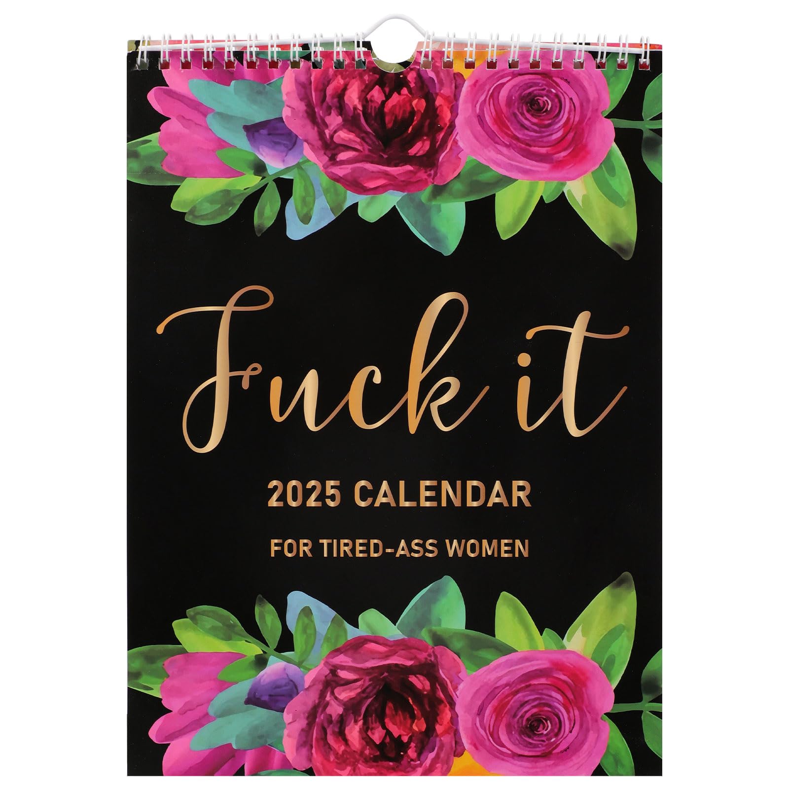 Fuck It Wall Calendar 2025, Funny Novelty Monthly Planner Calendar with Hanging Hook for Tired-Ass Women, Twin Wire Spiral Binding Thick Pape Sweary Calendar for Home Office Academic