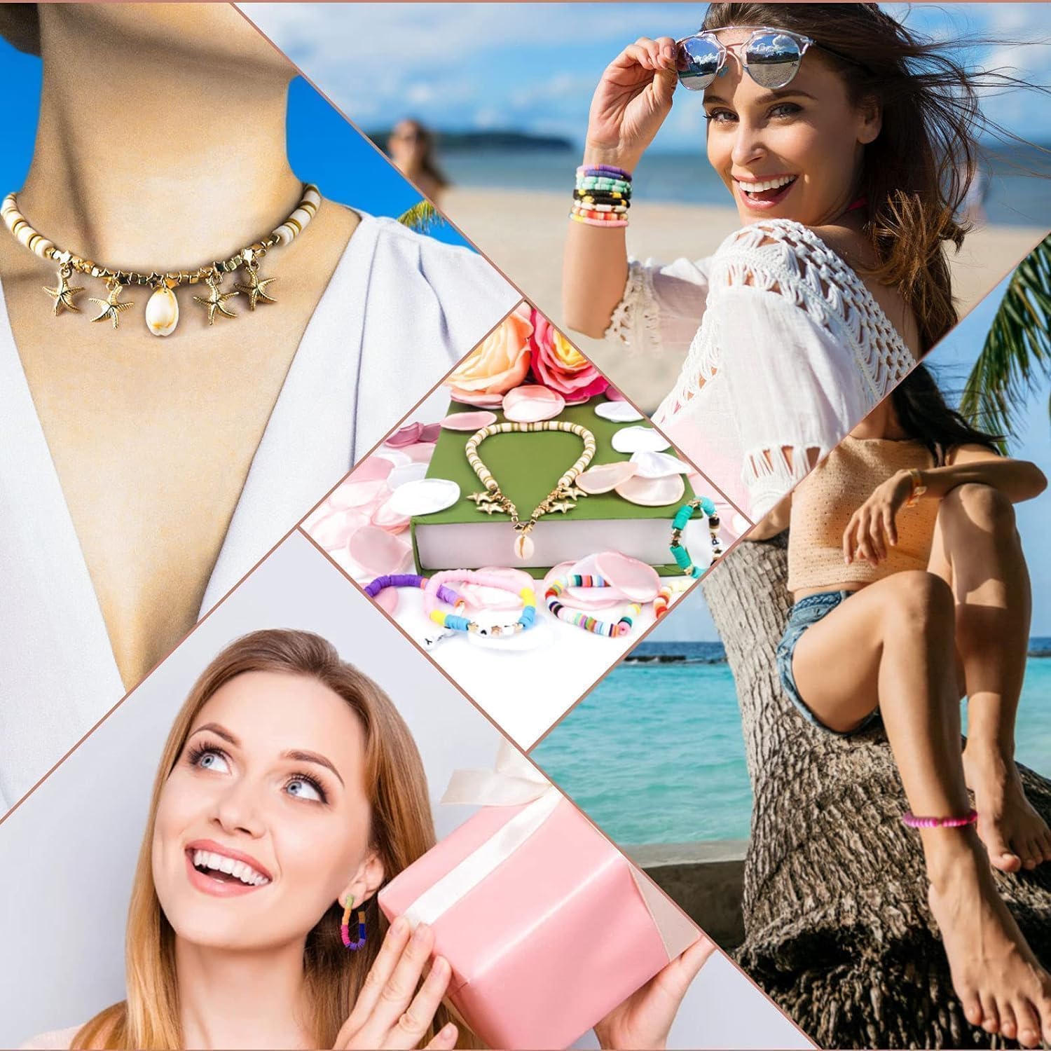 VASTAVYA DIY Jewelry Making Kit – Colorful Polymer Clay Beads with Charms & Spacer Beads | Bracelet, Necklace & Earring Craft Set for Kids, Girls, Women & Adults (6/4 Bead Kit)