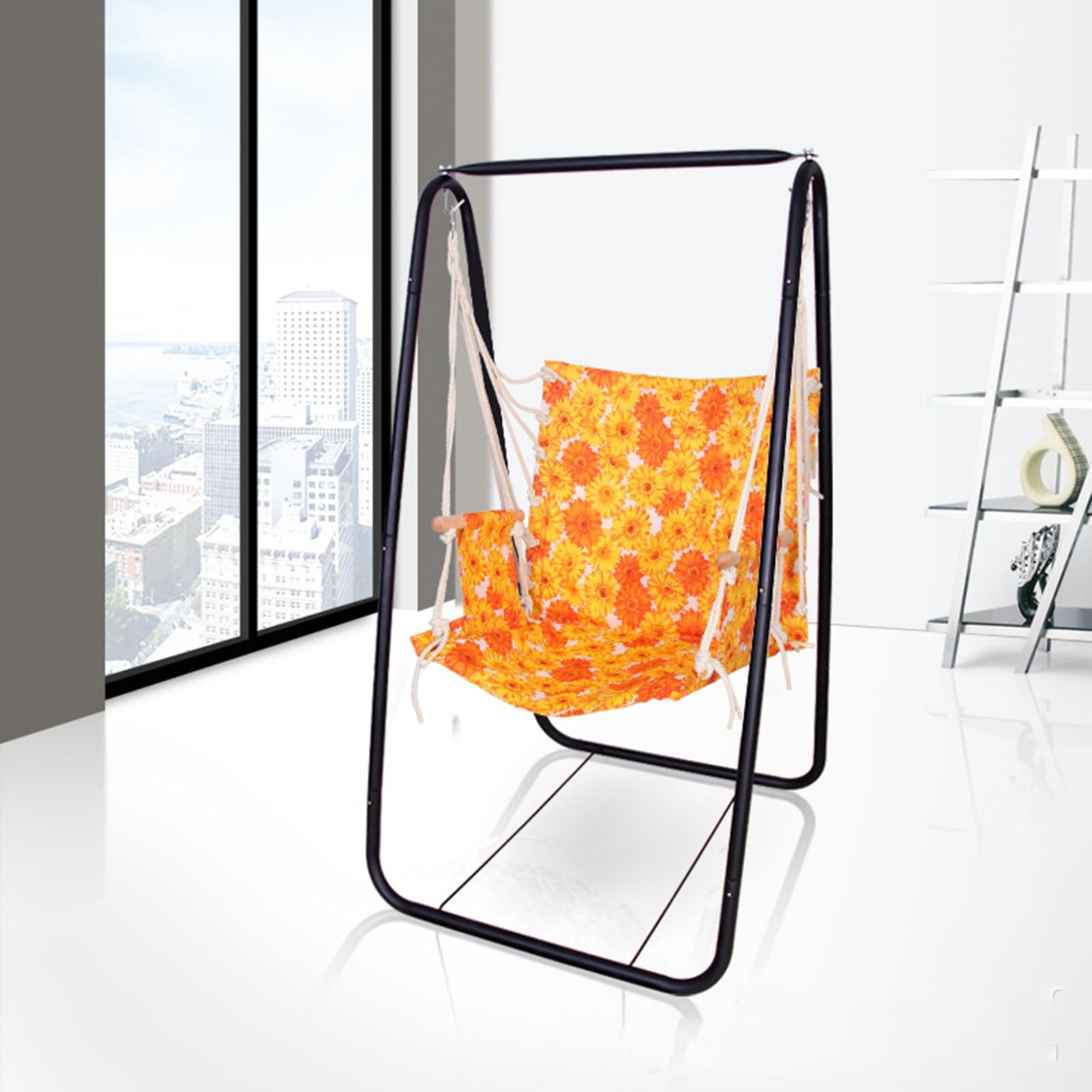 Hängesessel Gestell A-Form Metall Schaukelgestell 150kg Tragkraft Rostfrei mit Anti-Rutschfüßen Outdoor Lässig Entspannt Schaukelgestell für Balkon Garten Indoor & Outdoor