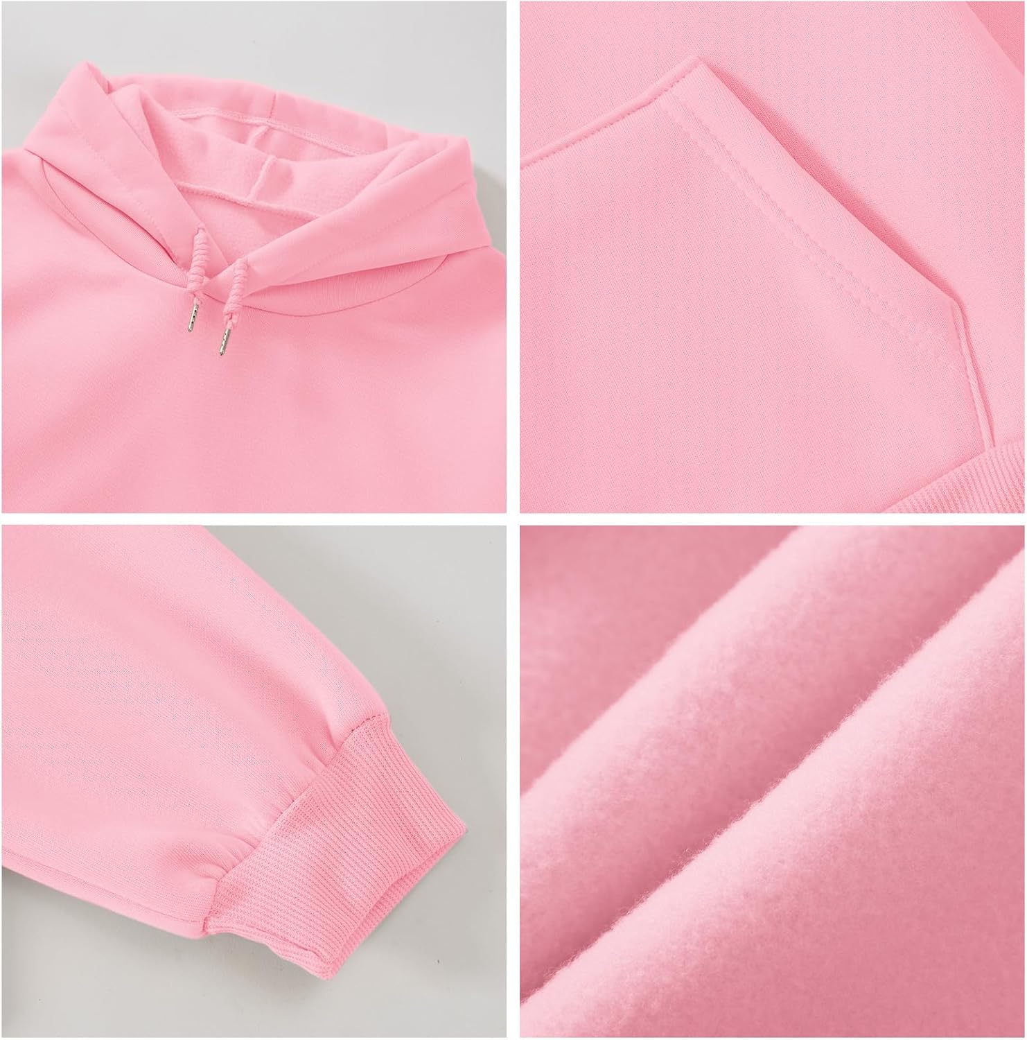 Cute Pink Flower Hoodie for Woman Preppy Sweatshirts Trendy Puff Print Letter Graphic Hoodies Casual Pullover Tops - Image 6