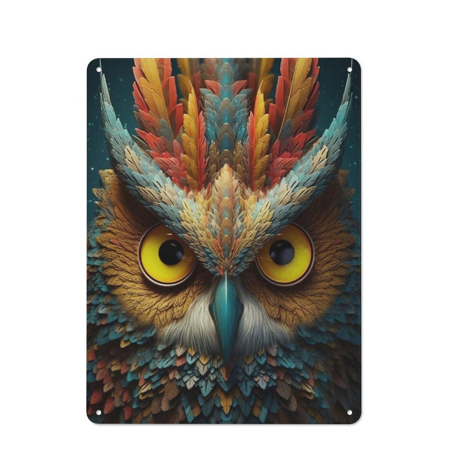 Junmoney Owl Portrait Rustic Metal Sign 40X30cm Featuring For Garage Wall, Suited To Garage Decor Collectors