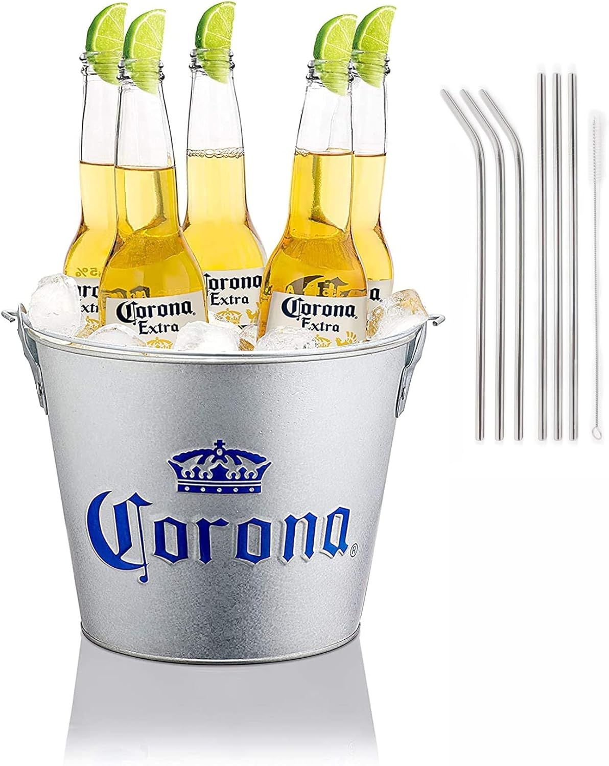 Corona Bier 4,5 vol. 5x 0,355ml MEHRWEG Flaschen mit Ice Eimer und 6 Glas Trinkhalmen gratis Corona Bier 4,5 vol. 5x 0,355ml MEHRWEG Flaschen mit Ice Eimer und 6 Glas Trinkhalmen gratis