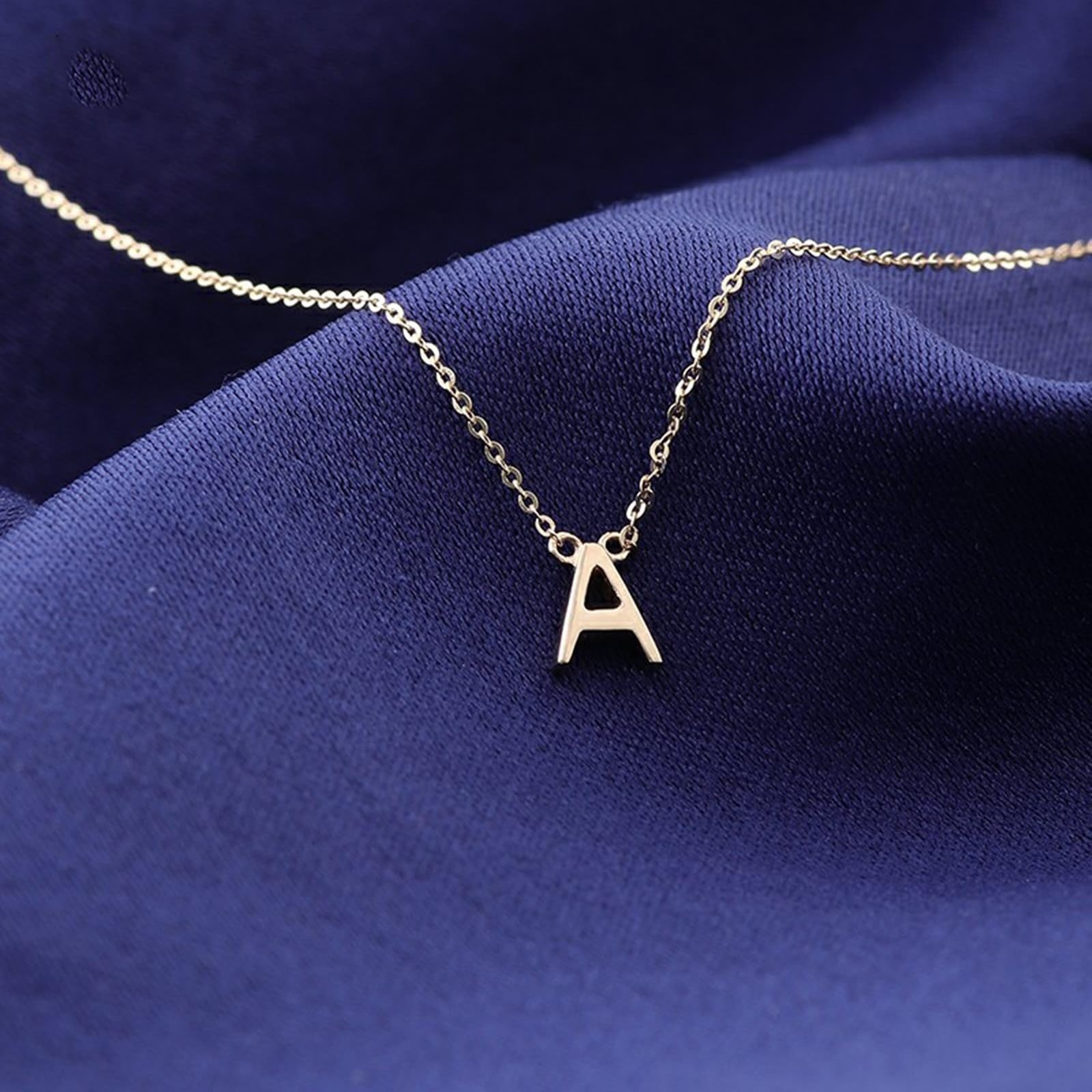 9K/14K/18K Gold Halskette für Damen, Buchstabe A Anhänger Schmuck Kettenlänge 18 Zoll