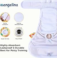 Vista 2 de Pañales Lavables para Perras Hembras Paquete de 3 Reutilizables Altamente Absorbentes, Pañales Premium para Cachorros, Pañales Duraderos a Prueba