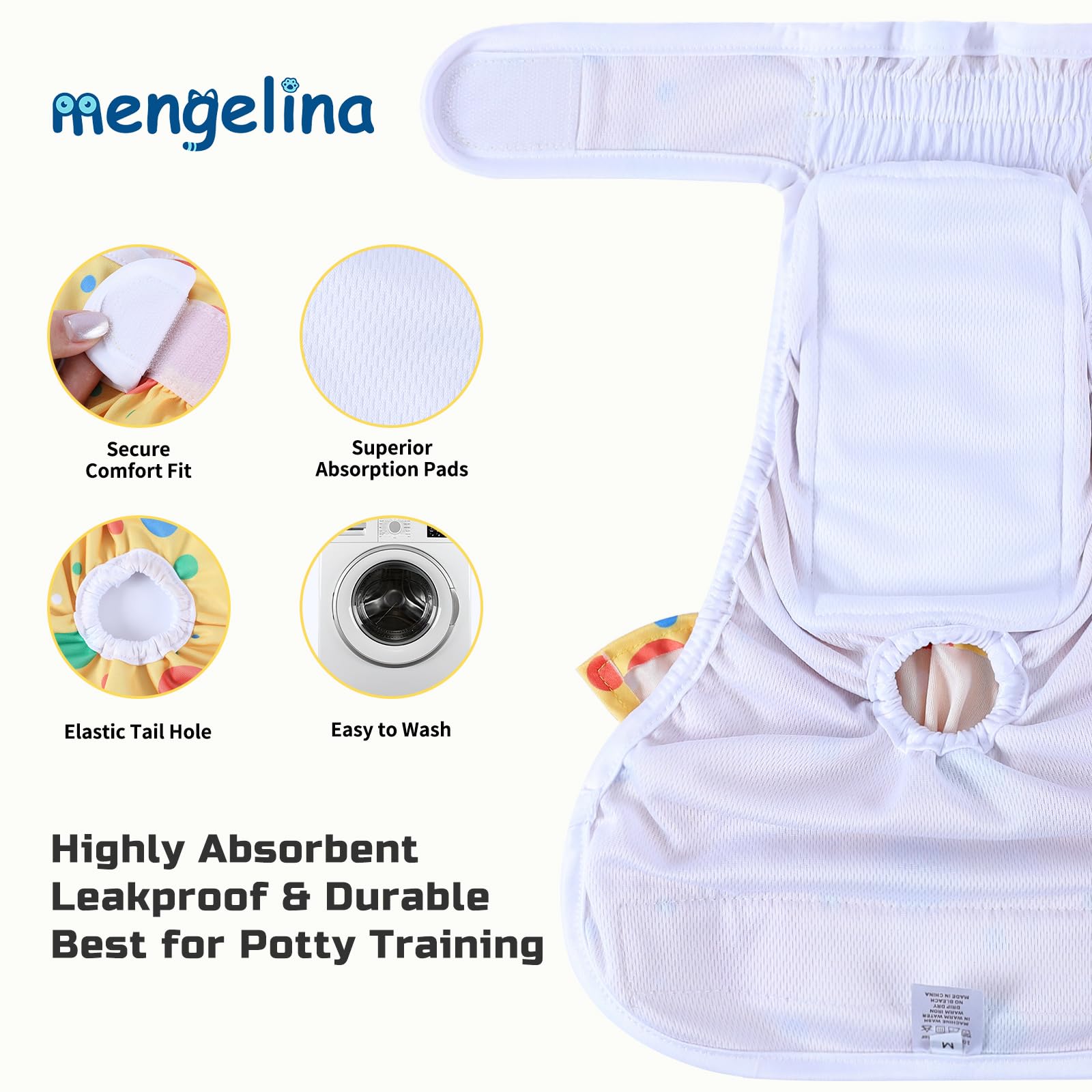 Pañales lavables para perras, paquete de 3 unidades, reutilizables, altamente absorbentes, pañales de primera calidad para perritas, pañales duraderos a prueba de fugas, para entrenamiento de orinal