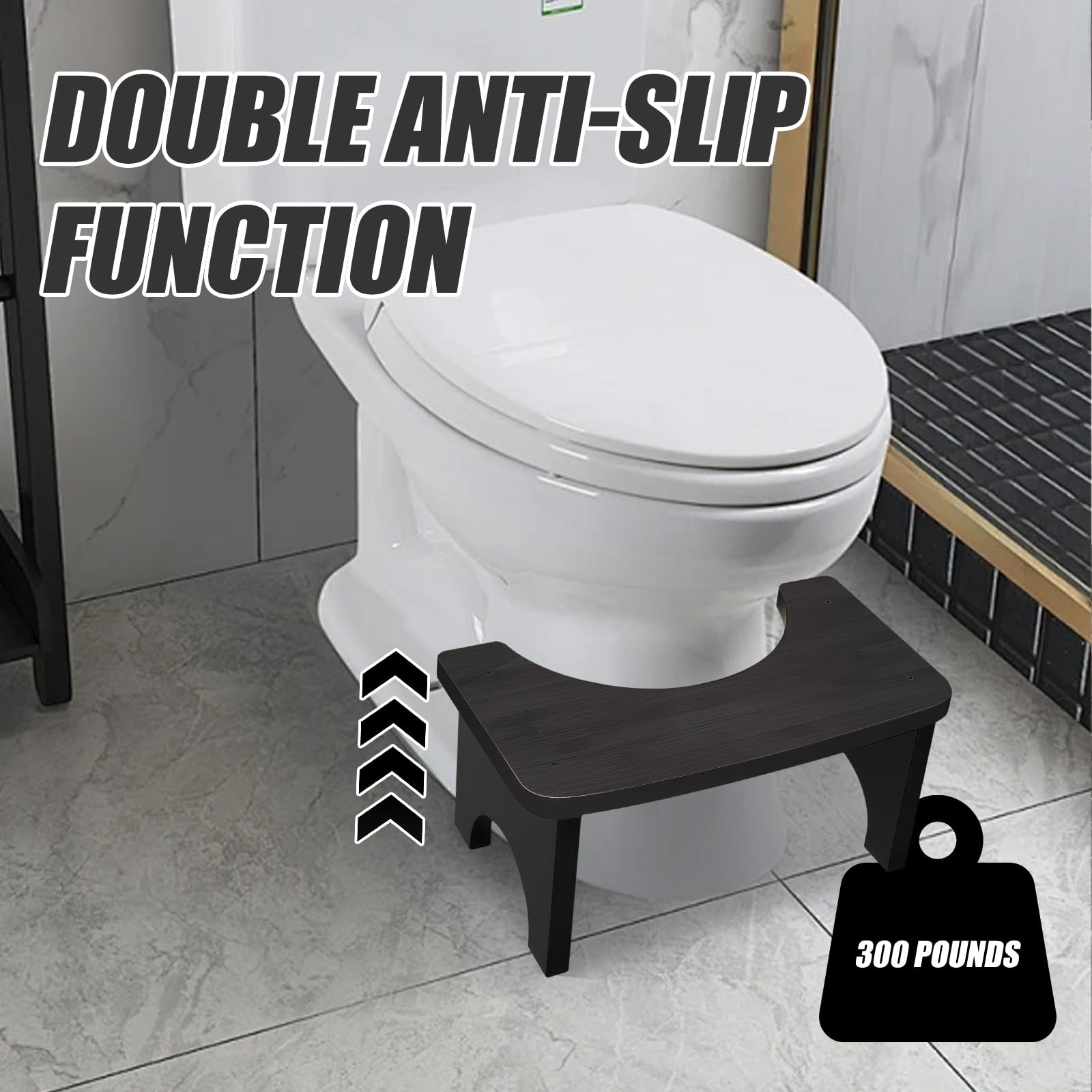 Toiletkruk - Houten ergonomische opstapstoel, houten toiletkrukje voor