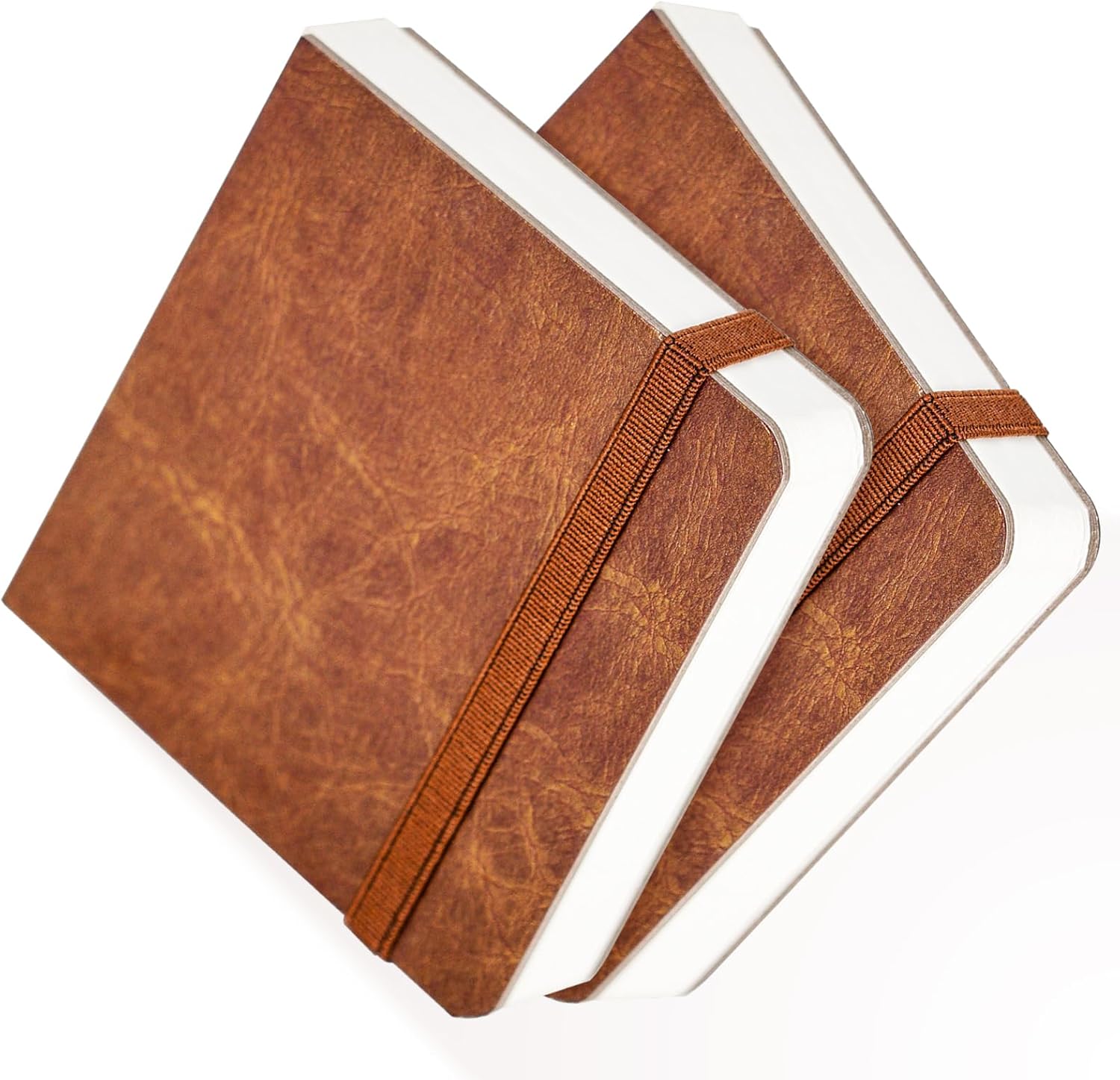 Funto Watercolor Journal 2-Pack - 3.9x3.9 Inch 44 Pages 300GSM Cold-Pressed 100% Cotton Paper, Pearlescent PU Leather Cover, Portable Art Sketchbook