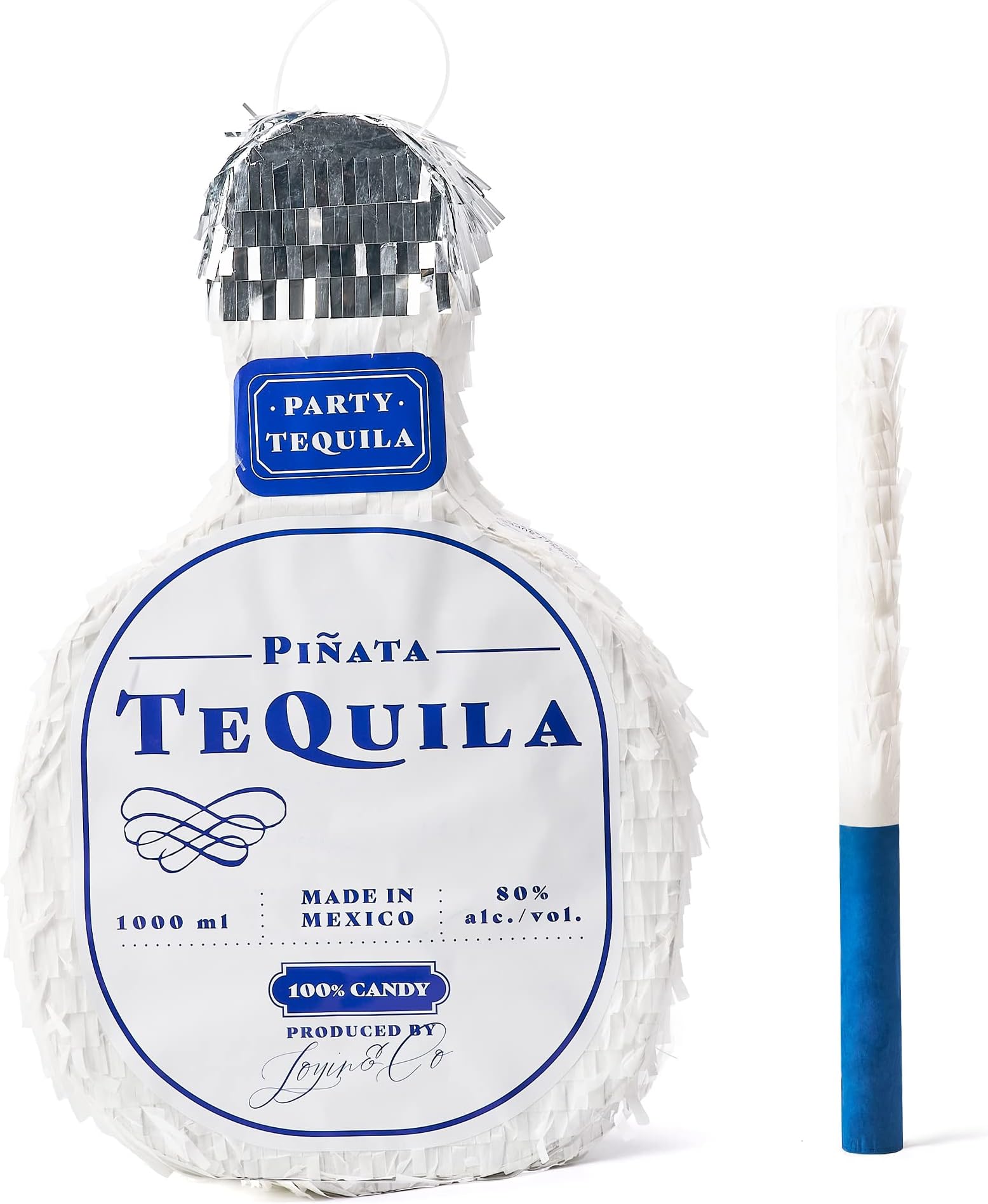 Tequila Bottle Pinata with Stick for Adult Party Decorations, Fun Fiesta Taco Party, Event Photo Props, Mexican Theme Decoration, Carnivals Festivals, 21 Birthday Party 10W x 15.75H x