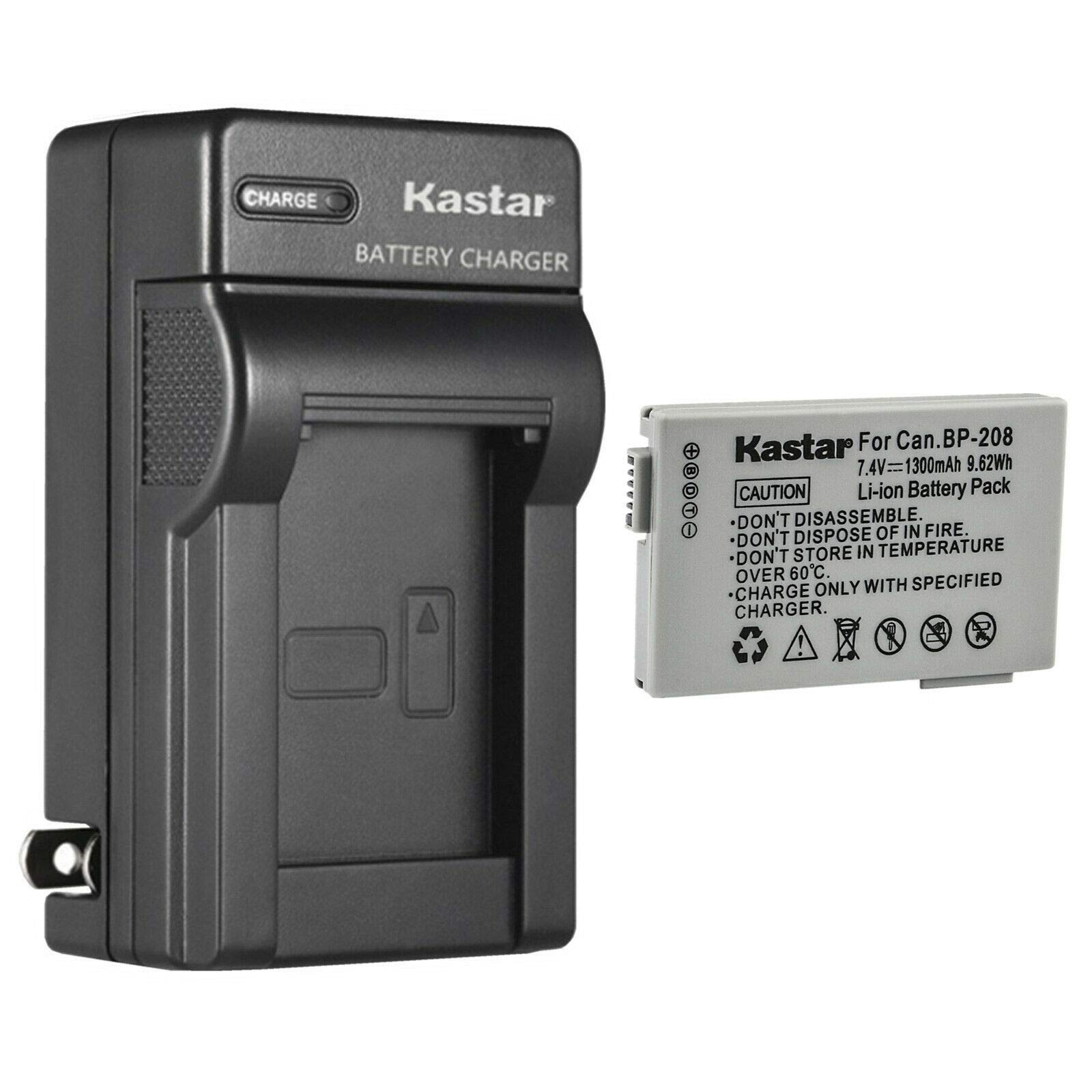 Kastar 1-Pack Battery and AC Wall Charger Replacement for Canon DC201, DC210, DC211, DC220, DC230, iViS DC22, iViS DC50, iViS DC200, Elura 100, FVM300