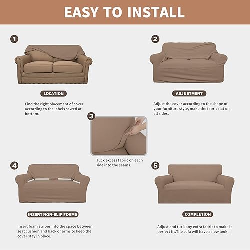 Miniatura 5 de Easy-Going - Funda para sofá 100% impermeable de ambos lados, funda de jacquard elástica, protector de muebles a prueba de derrames para niños,