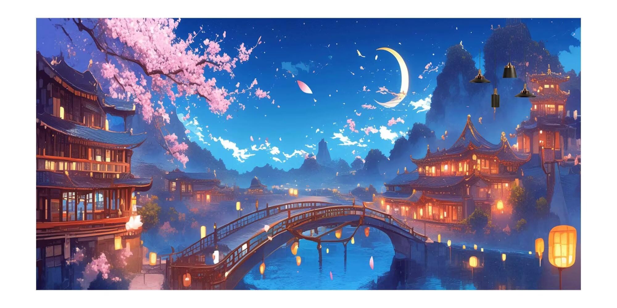 Japon Diamond Painting Paysage Diamond Painting Enfant Broderie Kit Complet,5D Peinture Diamant Point de Croix Cristal Artisanat,DIY Tableau Strass Diamant Canevas Débutant Kit,Decor 100x300cm M-Y660