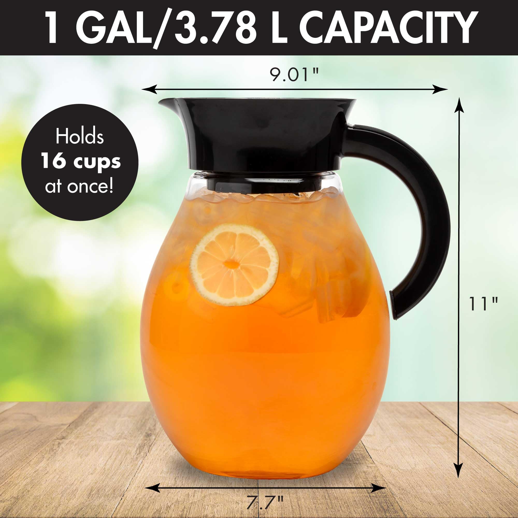 Primula The Big Théière glacée et infuseur en plastique avec couvercle hermétique, filtre réutilisable en maille fine, fabriqué sans BPA, passe au lave-vaisselle, noir