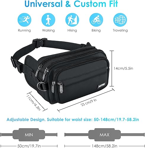 Miniatura 2 de AGPTEK Fanny Pack for Women Men, RFID Large Capacity Waist Wallet Bag, Adjustable & Waterproof Bum Belt Pouch for Travel, Running, Shopping, Hiking,