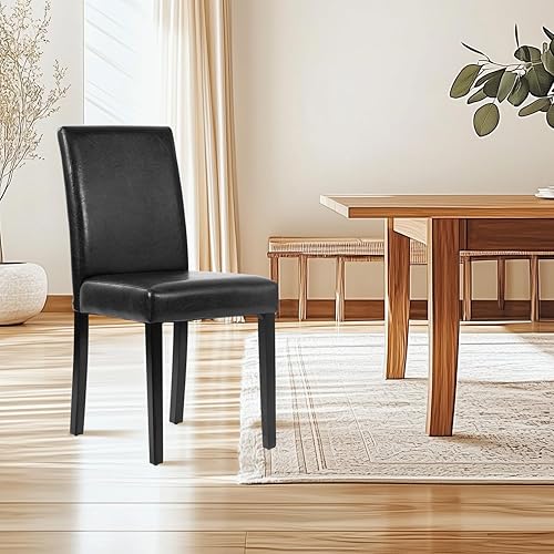 Miniatura 7 de FDW Juego de 4 sillas de comedor, sillas de sala de estar, sillas laterales con cojín de PU y superficie impermeable y patas de madera, para cocina