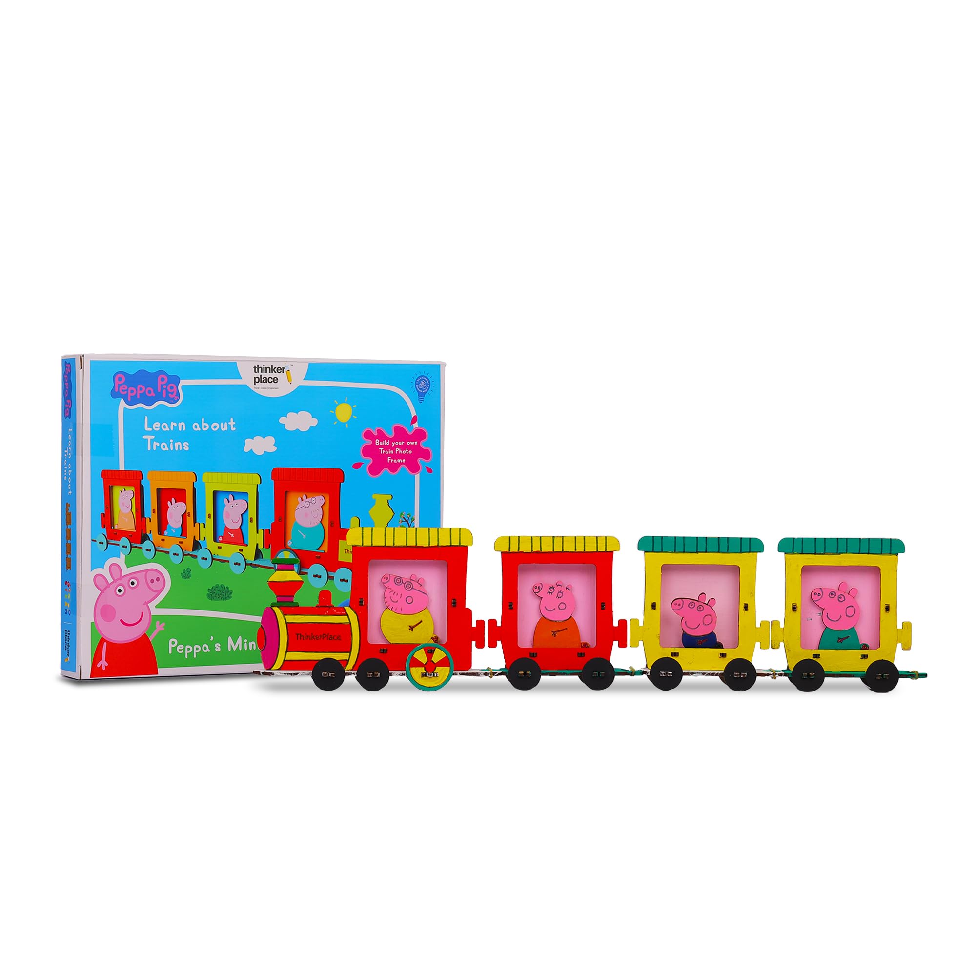 ThinkerPlacePeppa Pig DIY Mini Train Photo Frame | Learn About Trains | Create, Color & Build Train | STEM Educational Toy for Kids Age 3,4,5,6 Years | Science & Learning Toy