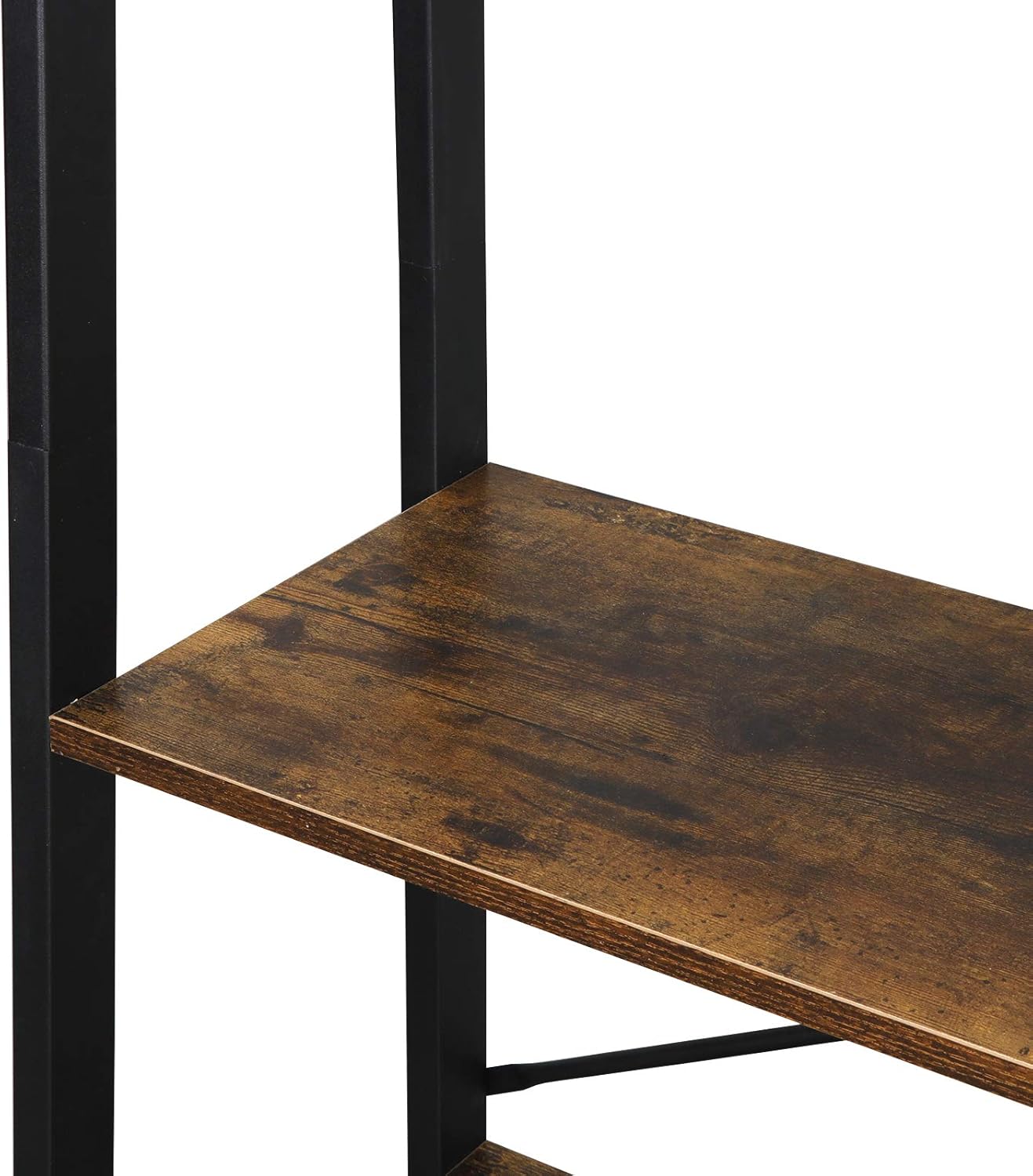 SUPER DEAL Industrial Ladder Shelf 4-Tier Bookcase Plant Book Display Furniture Storage Rack Shelf for Living Room Home Office Bedroom (Rustic Brown)