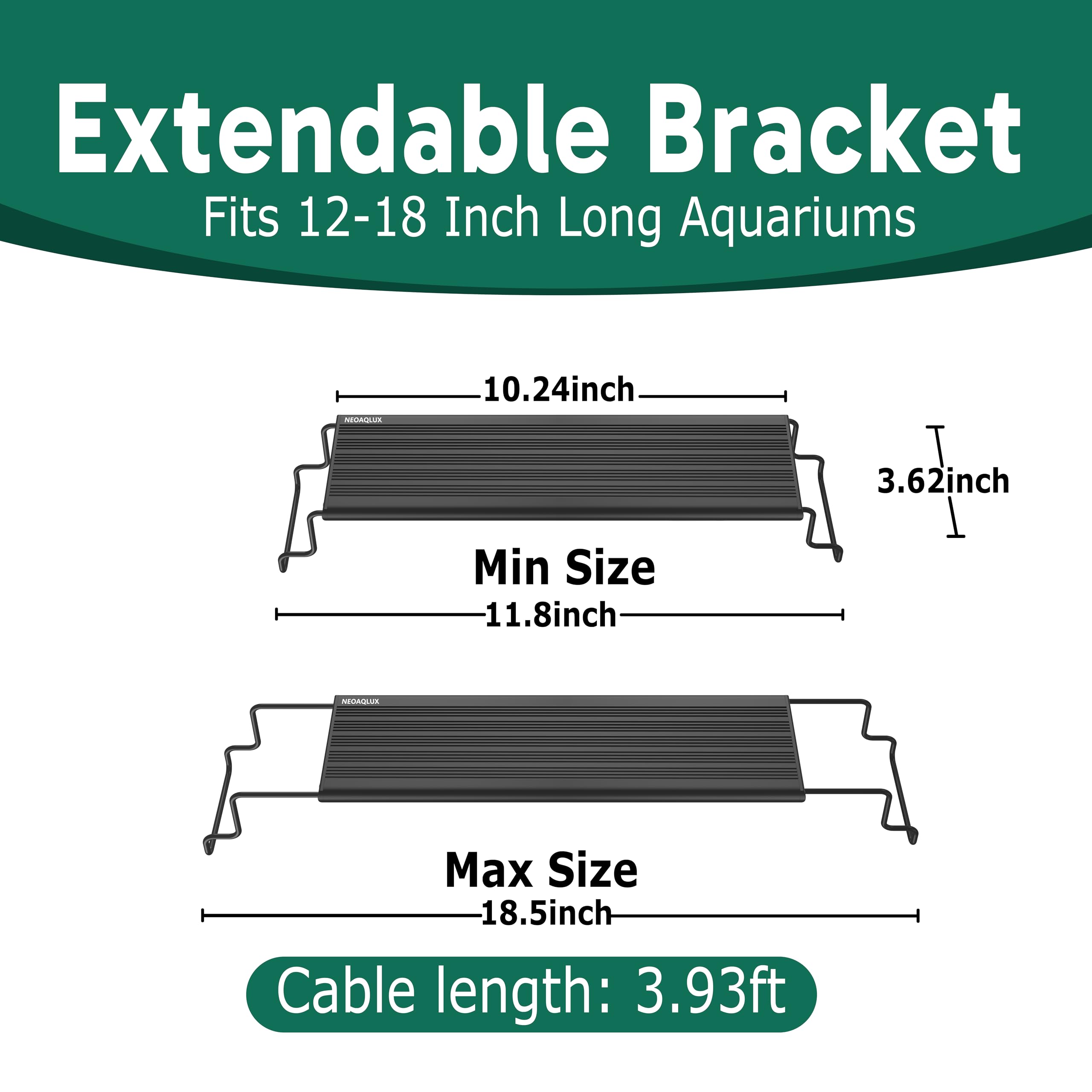 NEOAQLUX 24/7 LED Aquarium Light for 12-18 Inch Plant & Fish Tank IP68, 12-Color & Gradient & Full Spectrum with Sunrise-Daylight-Moonlight, Auto On/Off, Brightness, Extendable Brackets for Freshwater - image 7