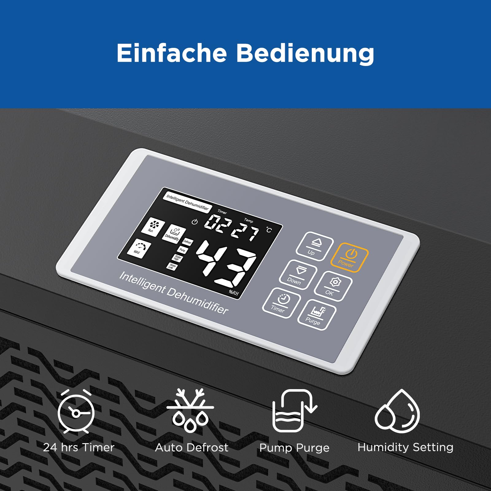 80 L Gewerblicher Luftentfeuchter mit Pumpe Bautrockner für Keller, Baustellen & Industrie – Mobiler, Robuster Entfeuchter für Räume bis 350 m³